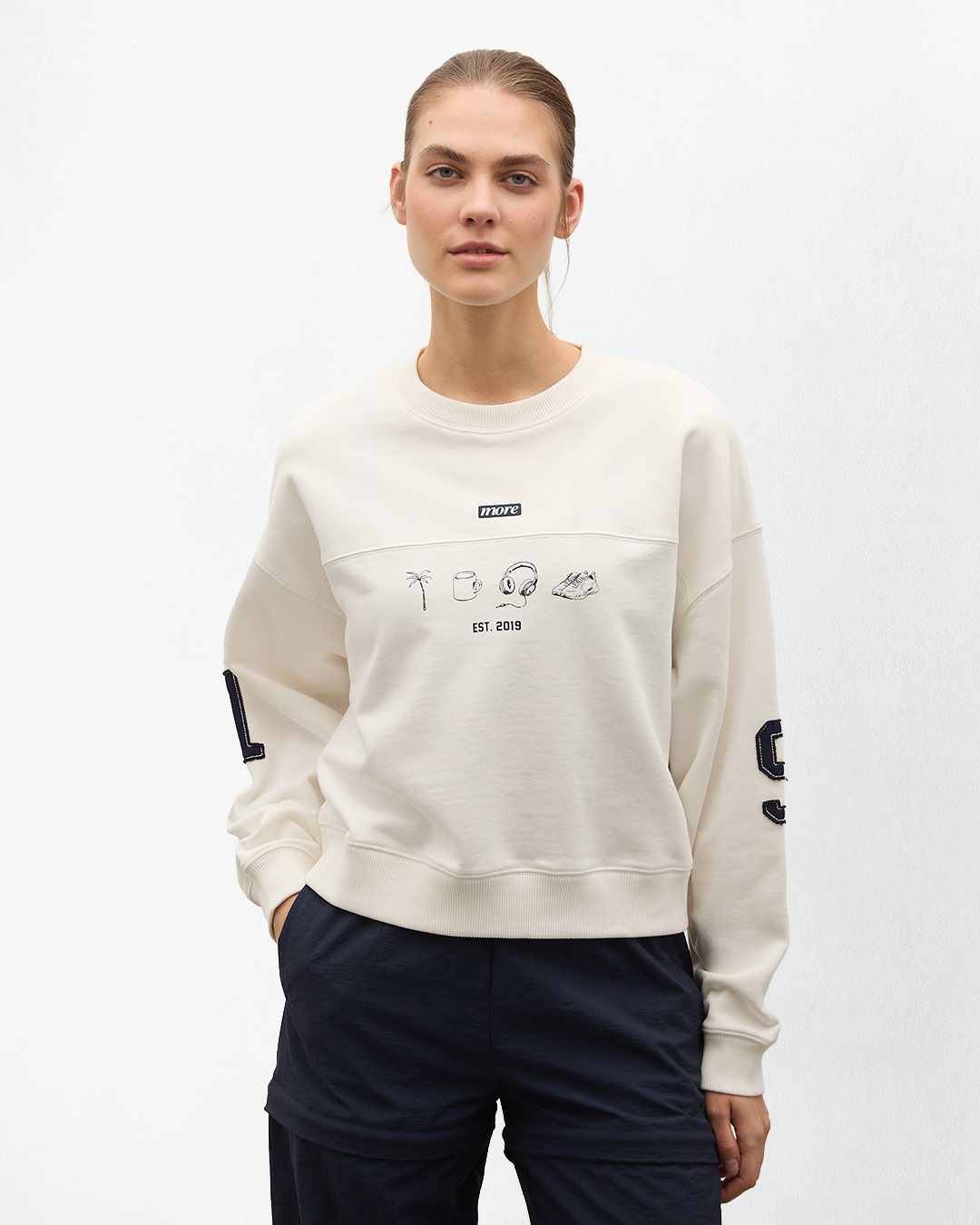 Hereford 3 İplik Şardonsuz Sweatshirt - Ecru