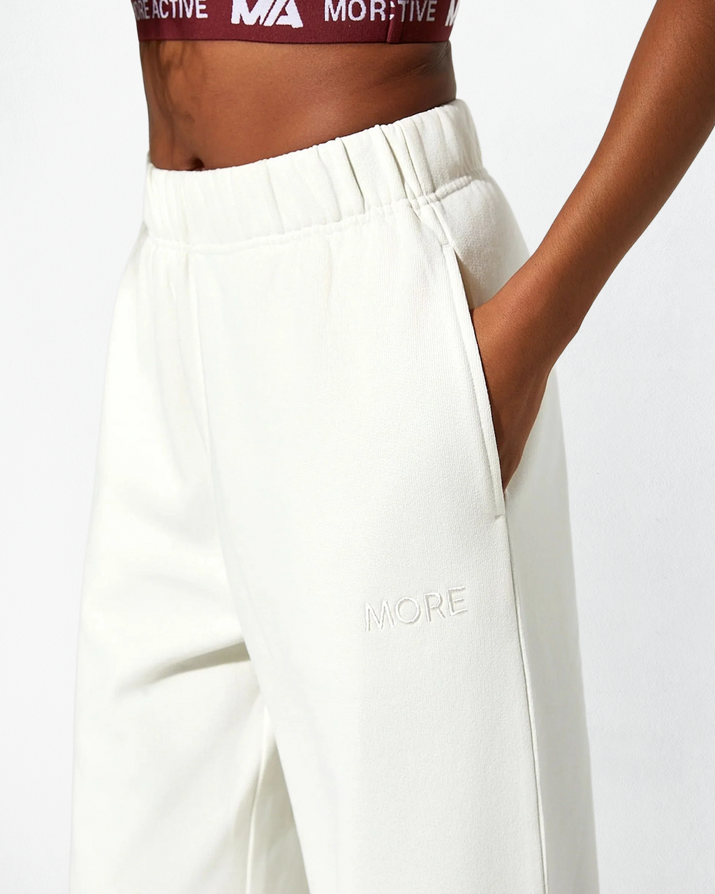Fall Düz Paça Çıtçıt Detaylı Jogger - Ecru