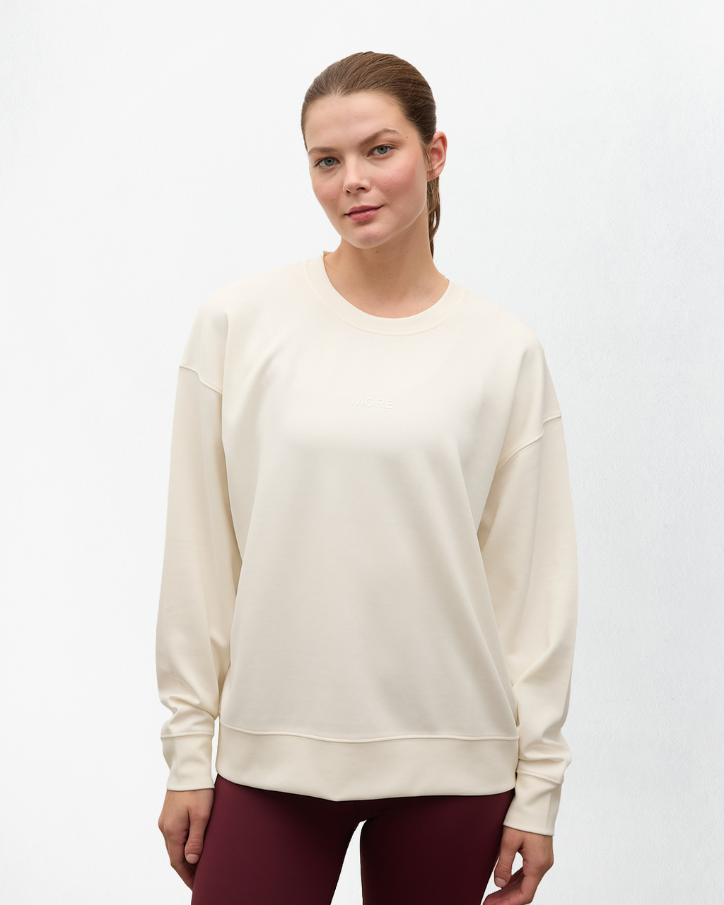 High Yumuşak Tuşeli Rahat Kesimli Sweatshirt - Ecru