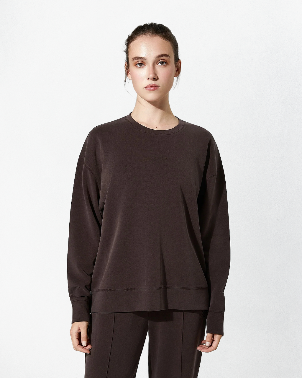 High Yumuşak Tuşeli Rahat Kesimli Sweatshirt - Kahverengi