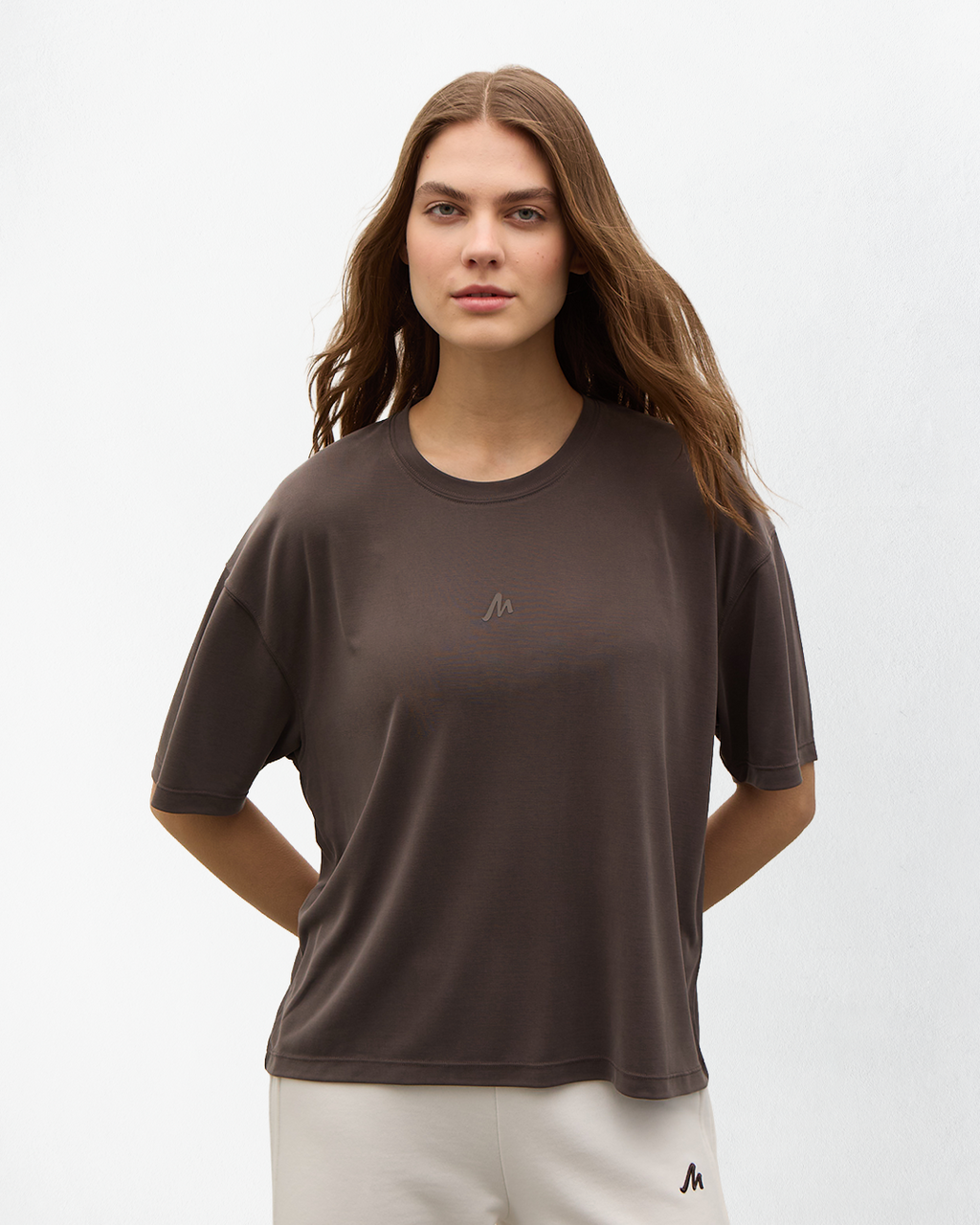Voyage Yumuşak Dokulu T-Shirt - Kahverengi