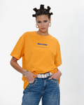 Label Oversize Grafik Baskılı T-Shirt - Turuncu