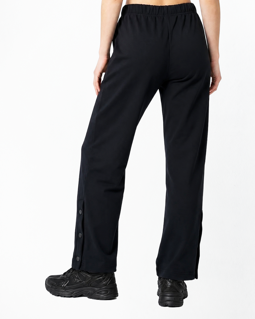 Fall Düz Paça Çıtçıt Detaylı Jogger - Siyah