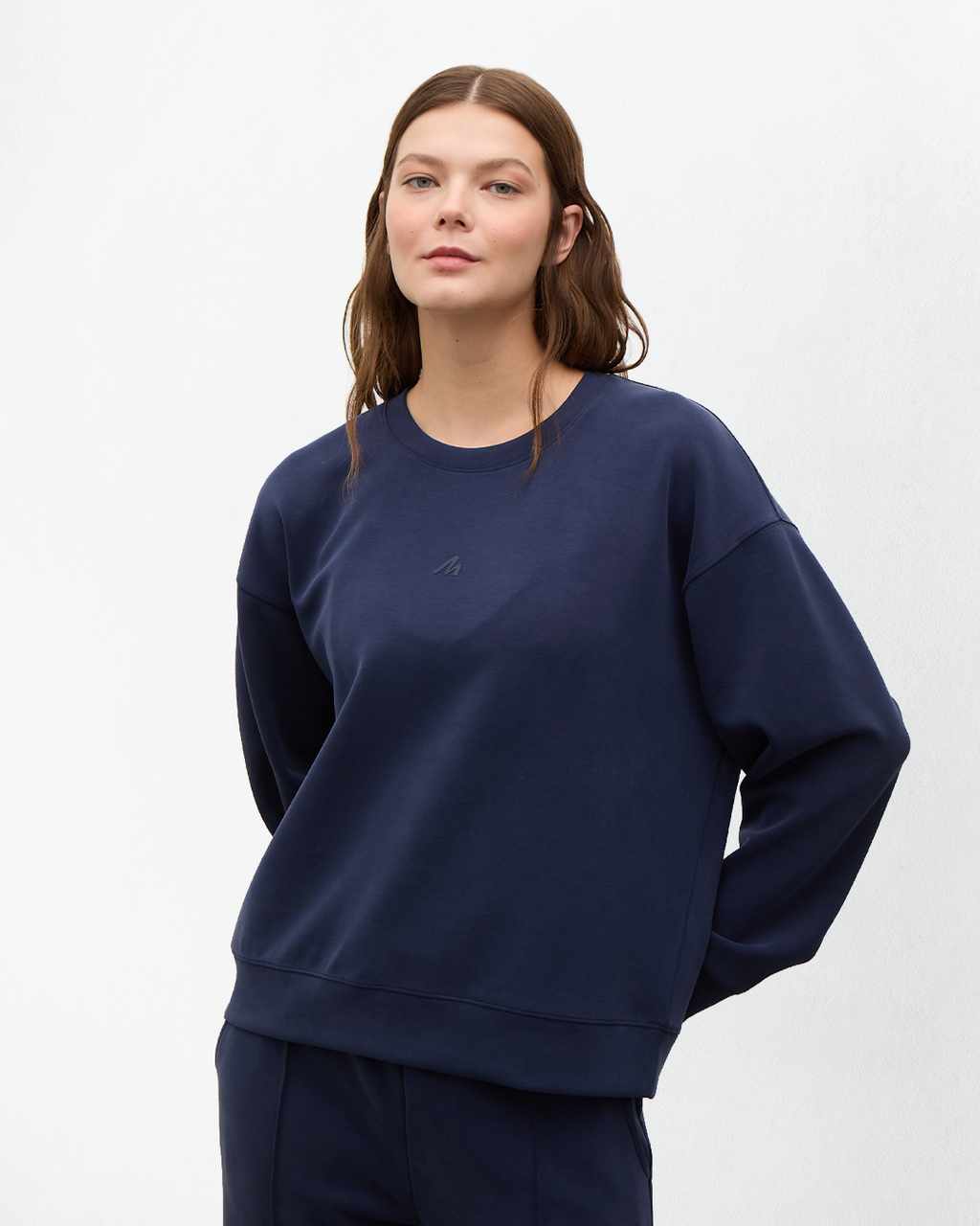 High Yumuşak Tuşeli Rahat Kesimli Sweatshirt - Lacivert