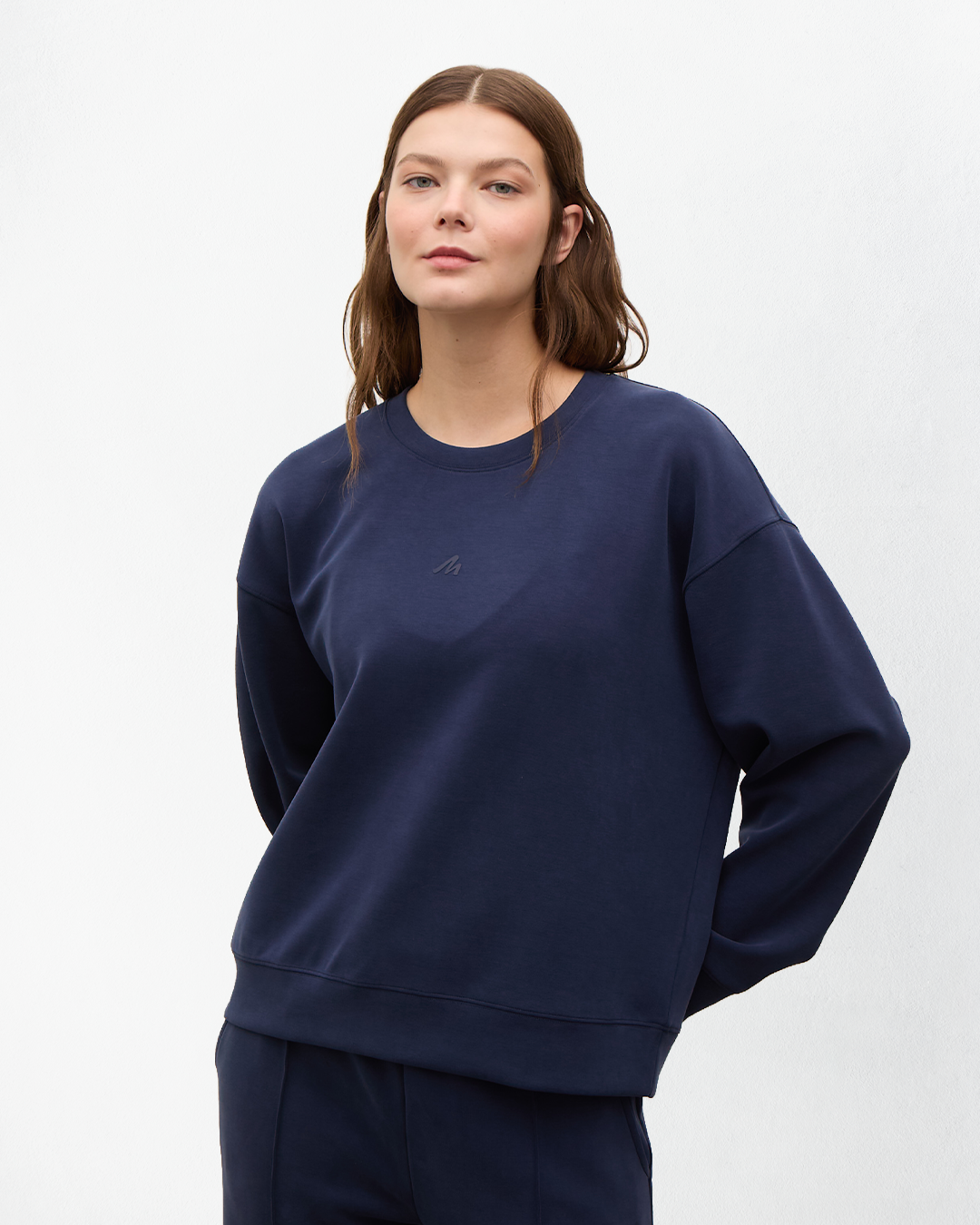 High Yumuşak Tuşeli Rahat Kesimli Sweatshirt - Lacivert