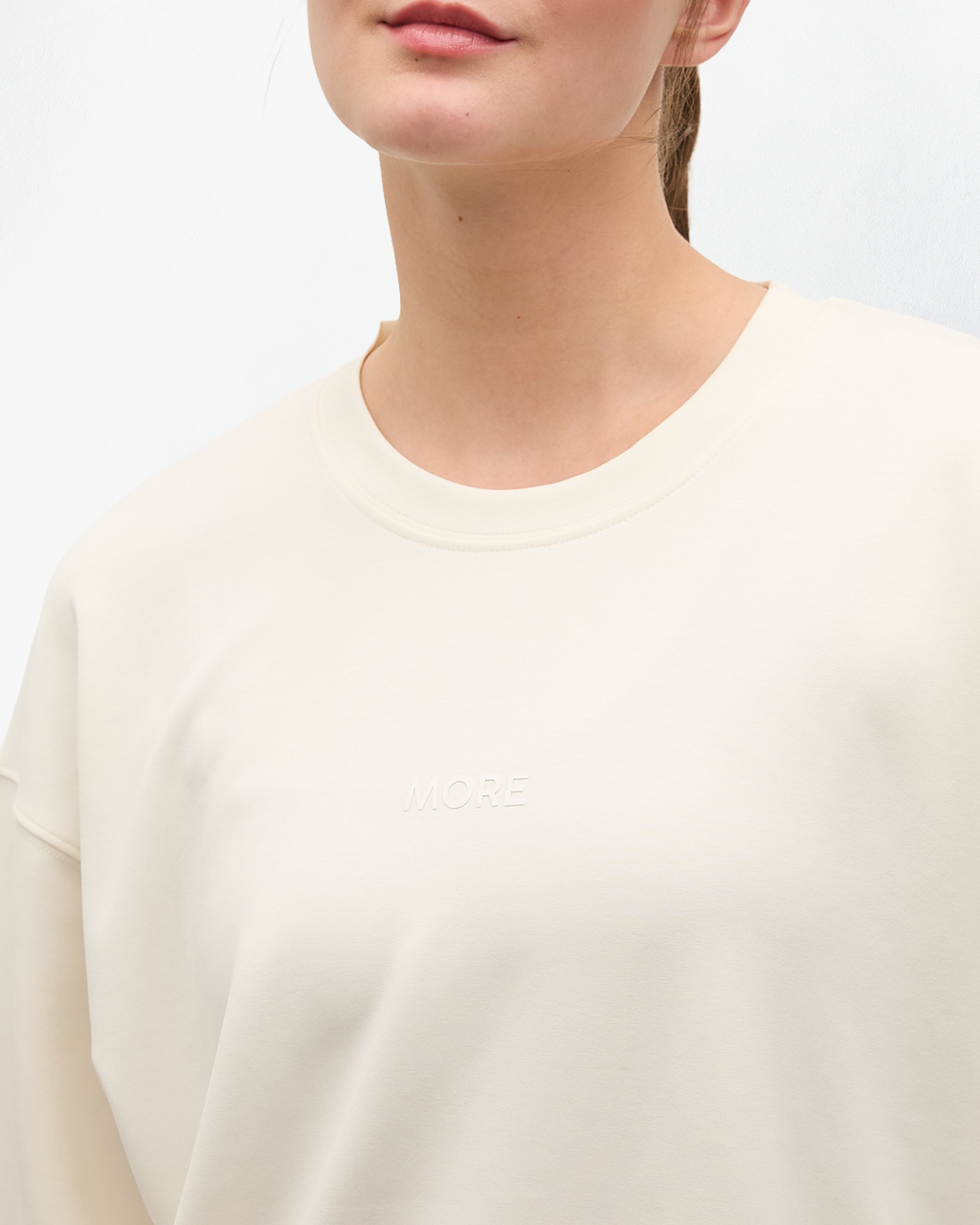 High Yumuşak Tuşeli Rahat Kesimli Sweatshirt - Ecru