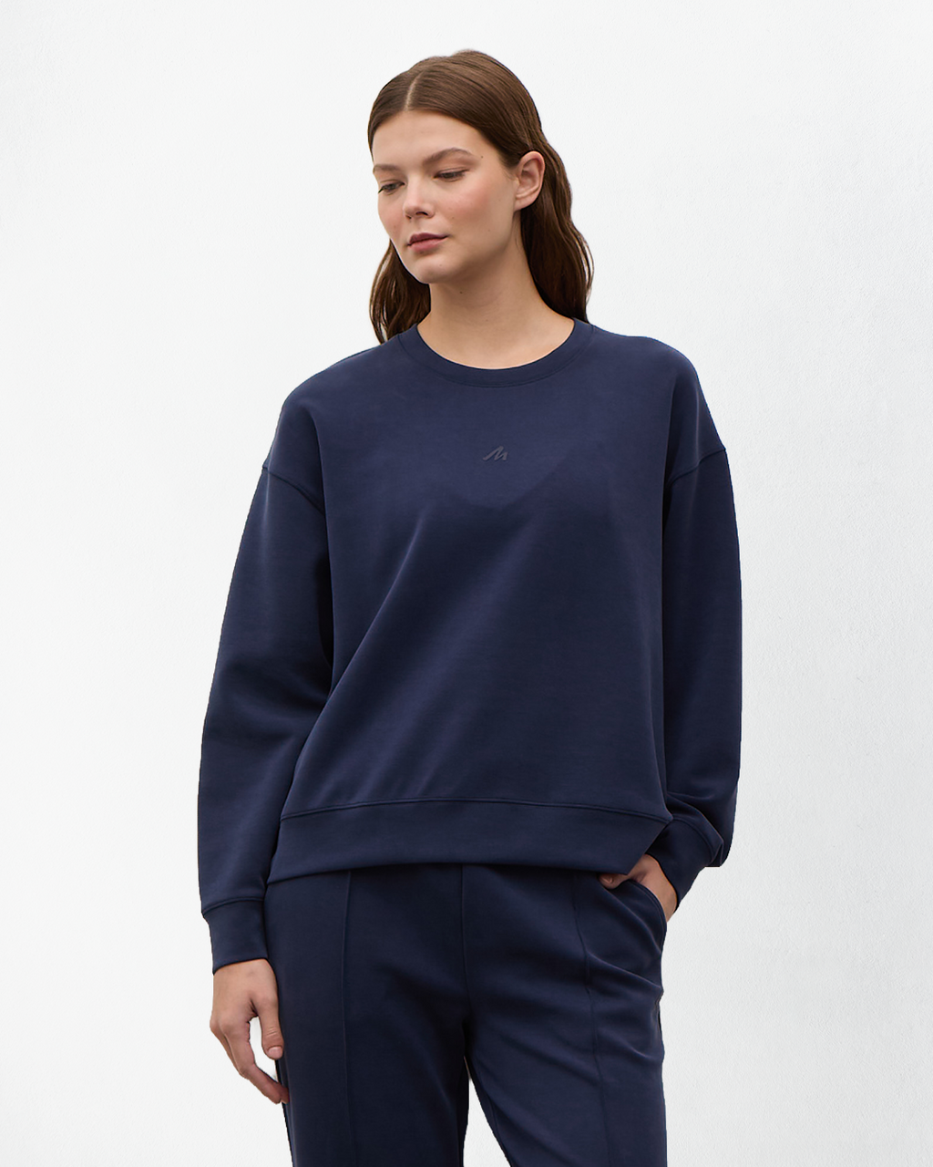 High Yumuşak Tuşeli Rahat Kesimli Sweatshirt - Lacivert