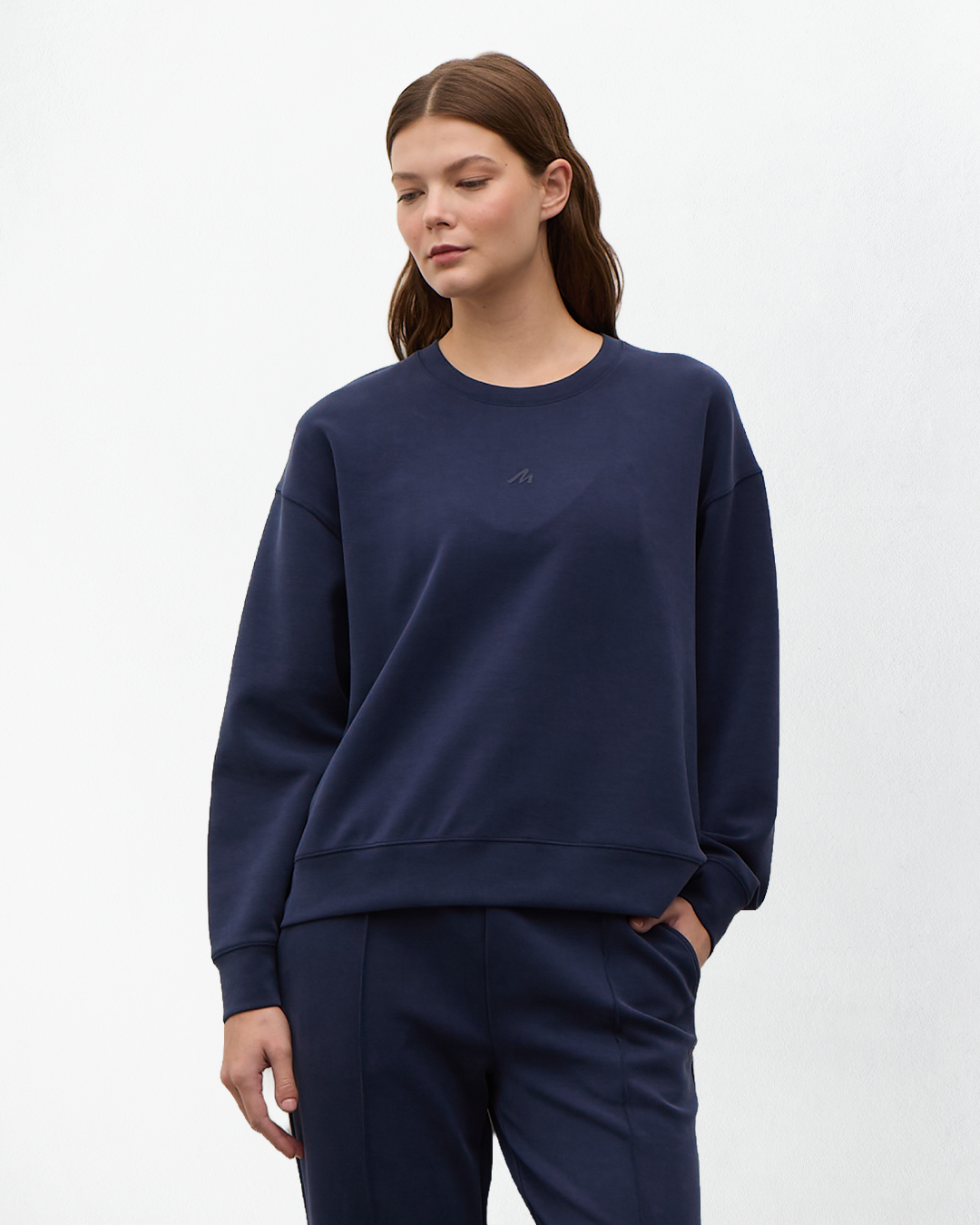 High Yumuşak Tuşeli Rahat Kesimli Sweatshirt - Lacivert
