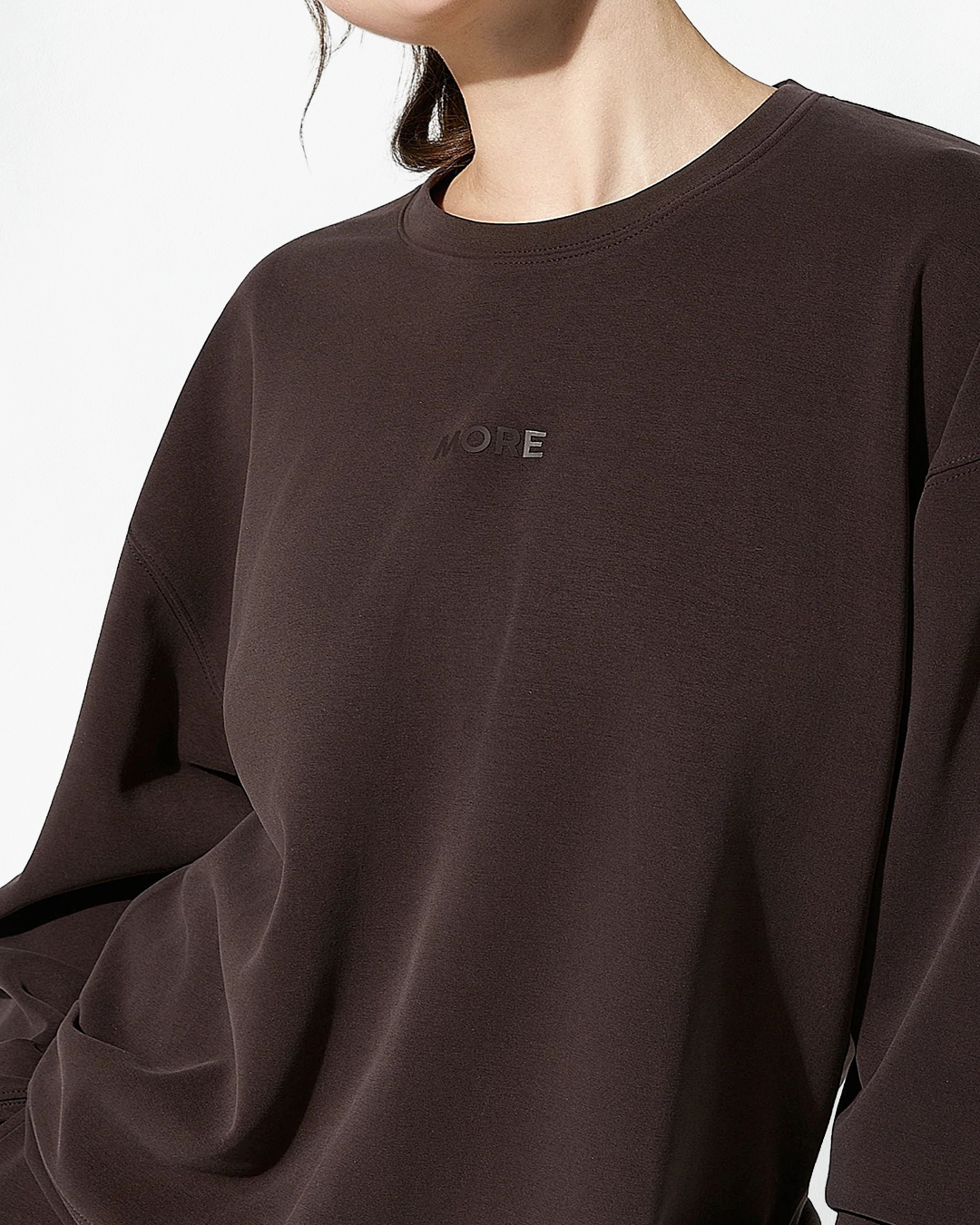 High Yumuşak Tuşeli Rahat Kesimli Sweatshirt - Kahverengi
