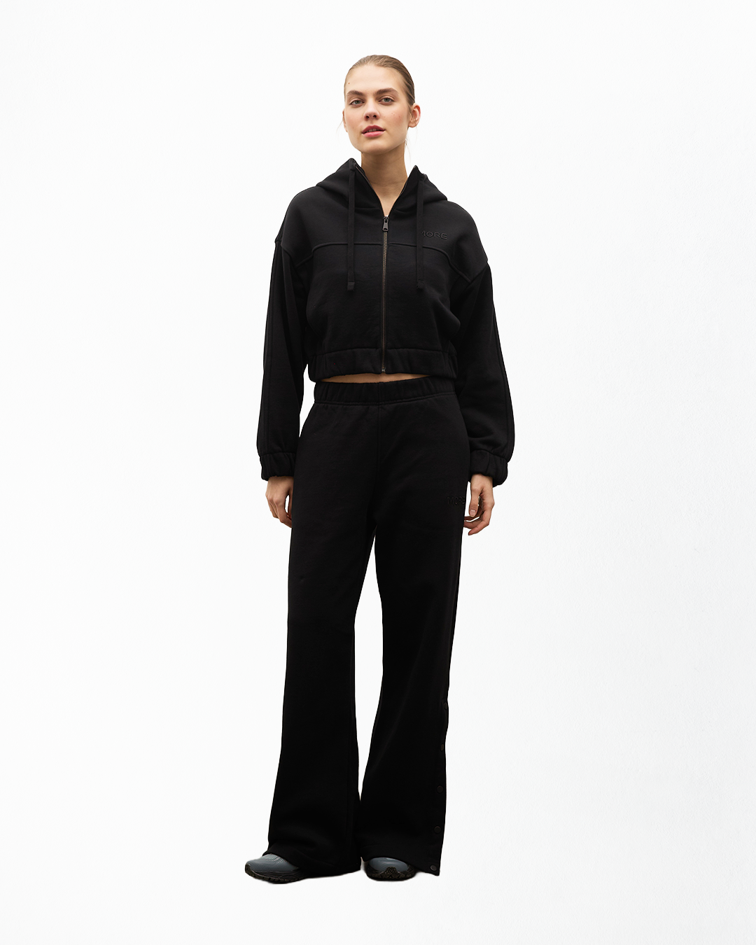 Fall Düz Paça Çıtçıt Detaylı Jogger - Siyah