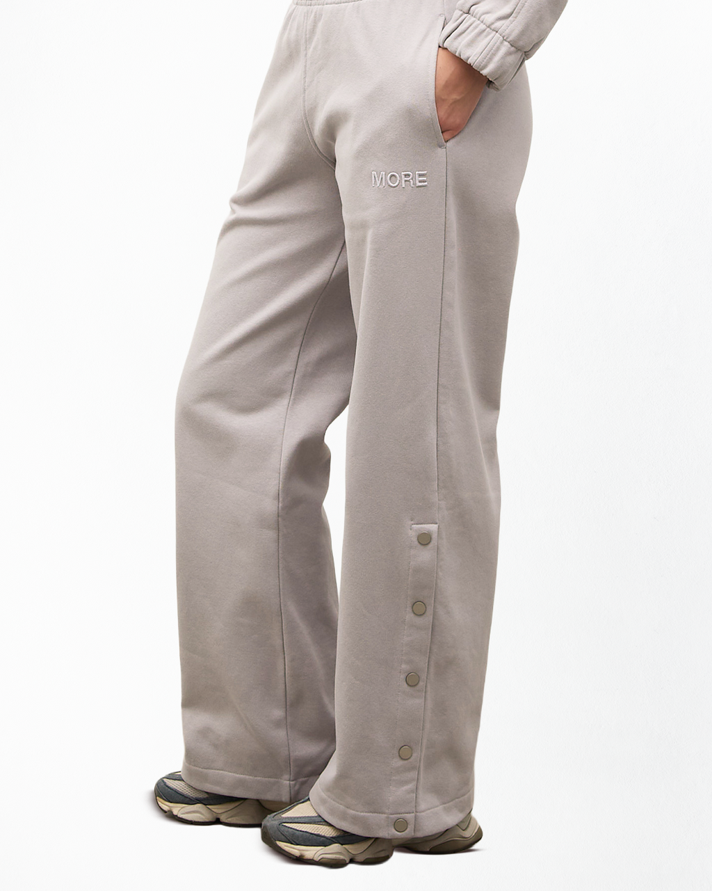 Fall Düz Paça Çıtçıt Detaylı Jogger - Gri