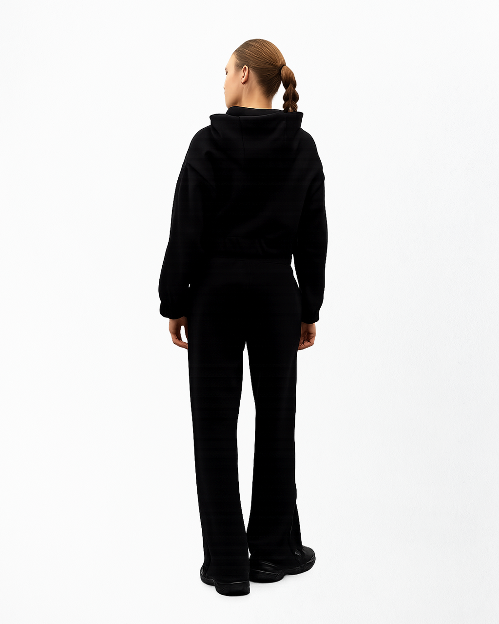 Fall Düz Paça Çıtçıt Detaylı Jogger - Siyah