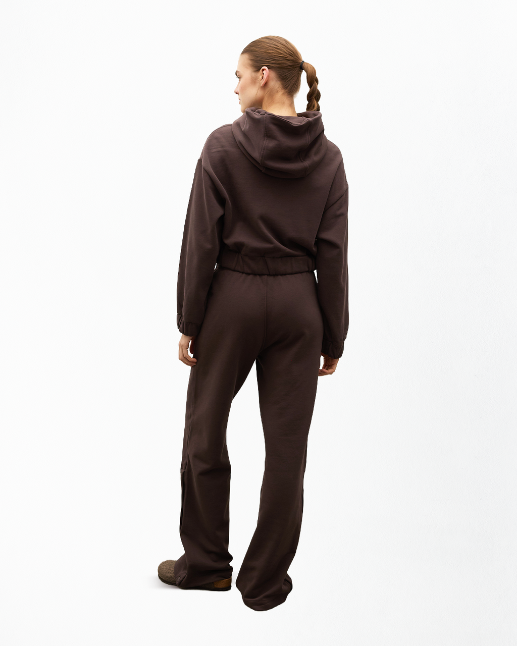 Fall Düz Paça Çıtçıt Detaylı Jogger - Kahverengi