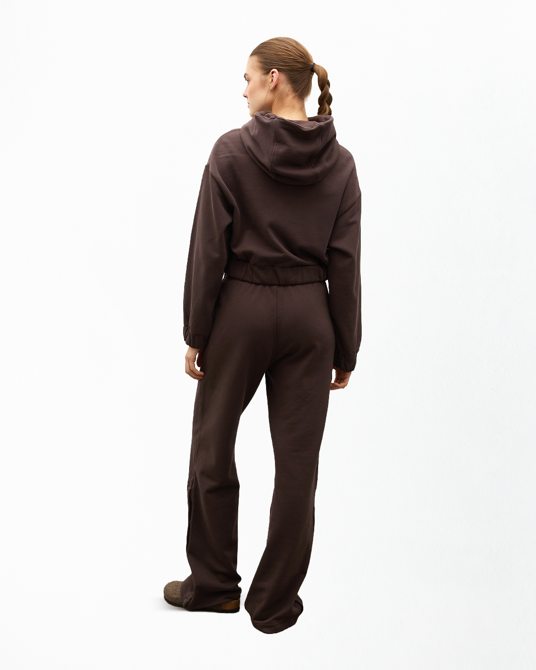 Fall Düz Paça Çıtçıt Detaylı Jogger - Kahverengi