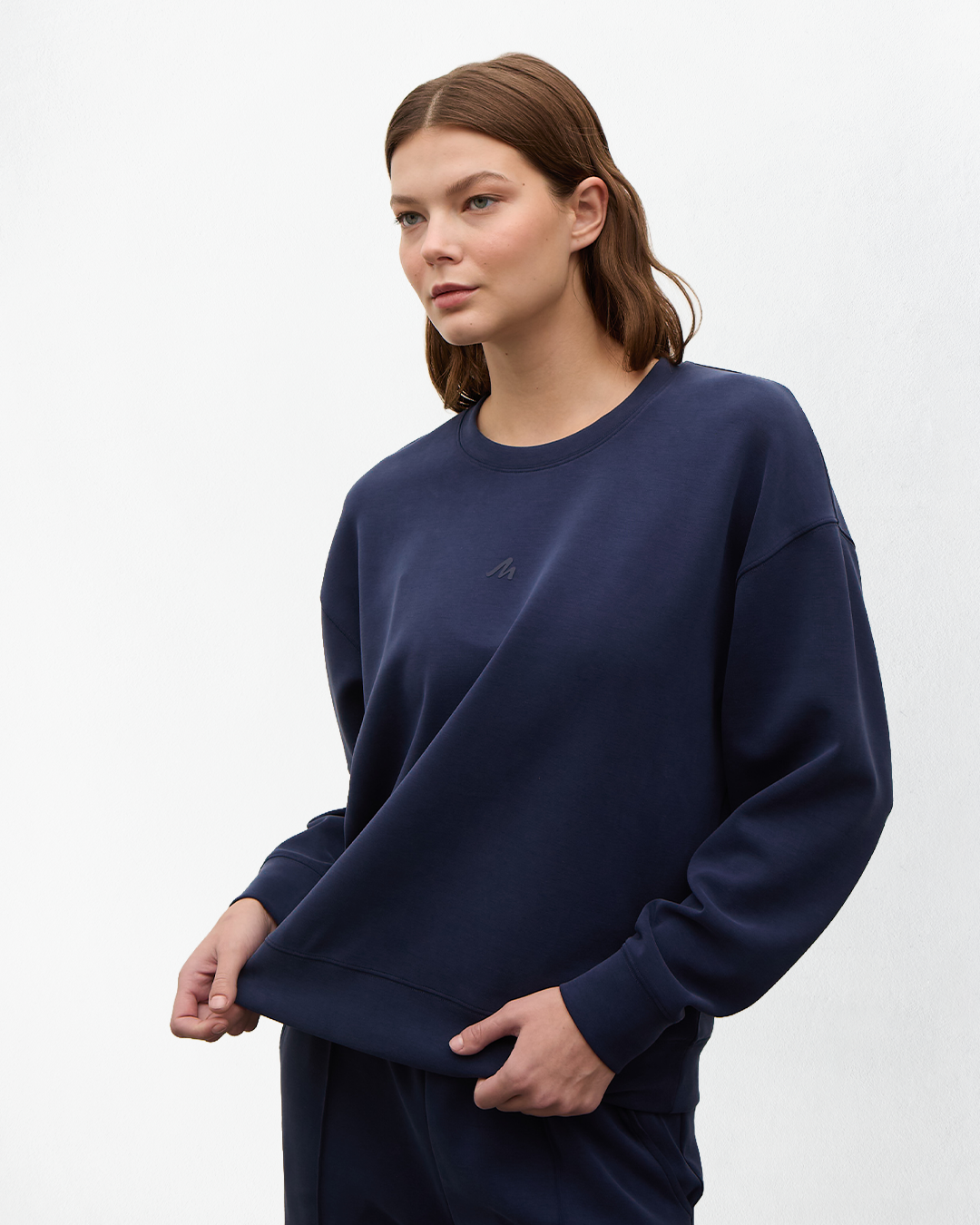 High Yumuşak Tuşeli Rahat Kesimli Sweatshirt - Lacivert