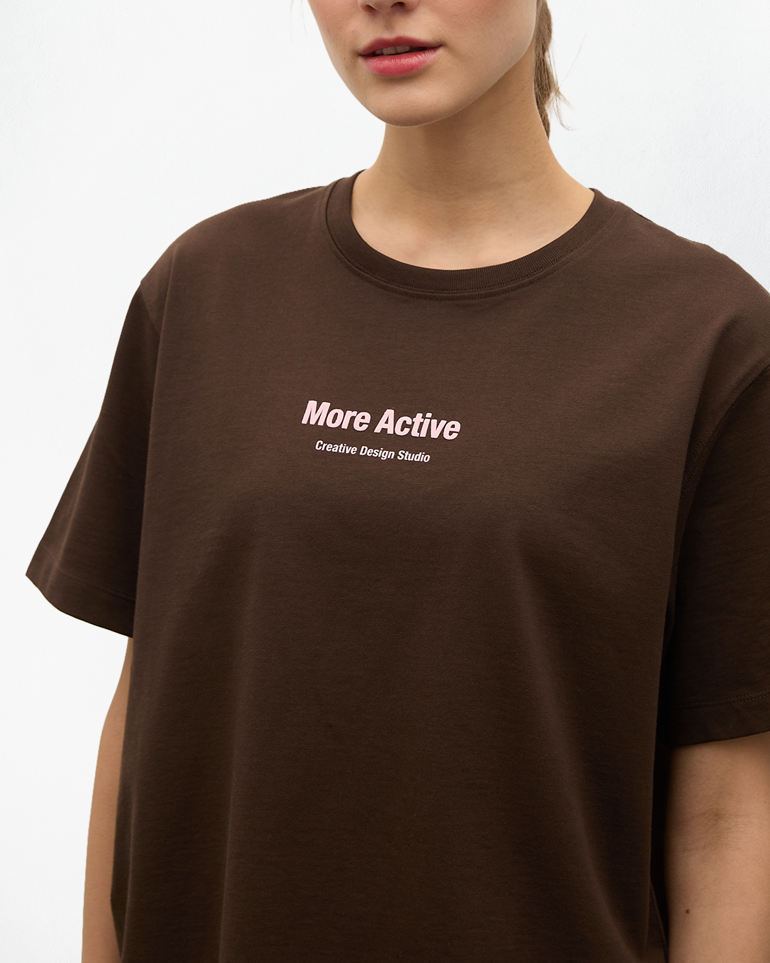 Label Oversize Grafik Baskılı T-Shirt - Kahverengi
