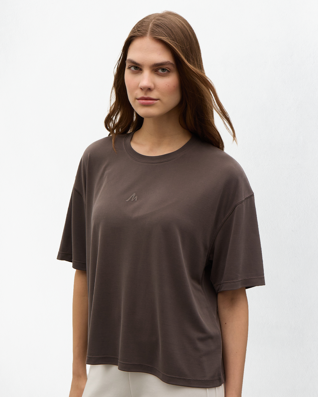 Voyage Yumuşak Dokulu T-Shirt - Kahverengi