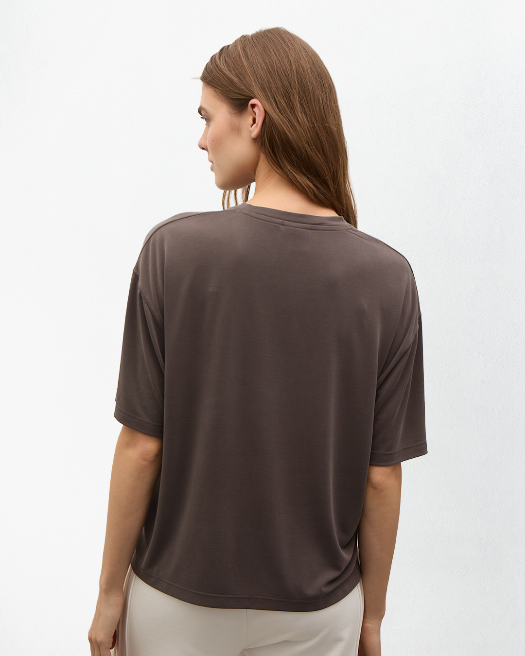 Voyage Yumuşak Dokulu T-Shirt - Kahverengi