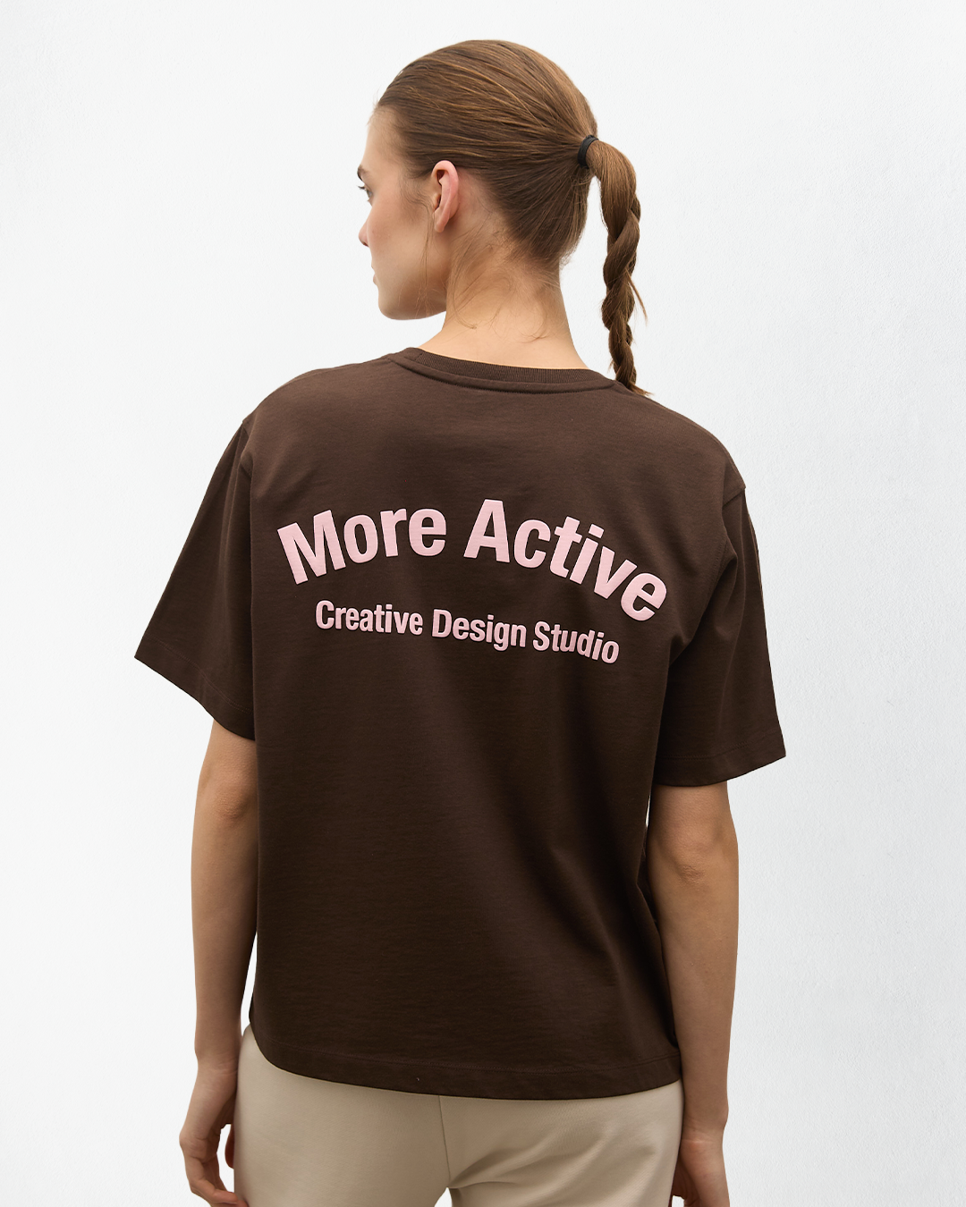 Label Oversize Grafik Baskılı T-Shirt - Kahverengi