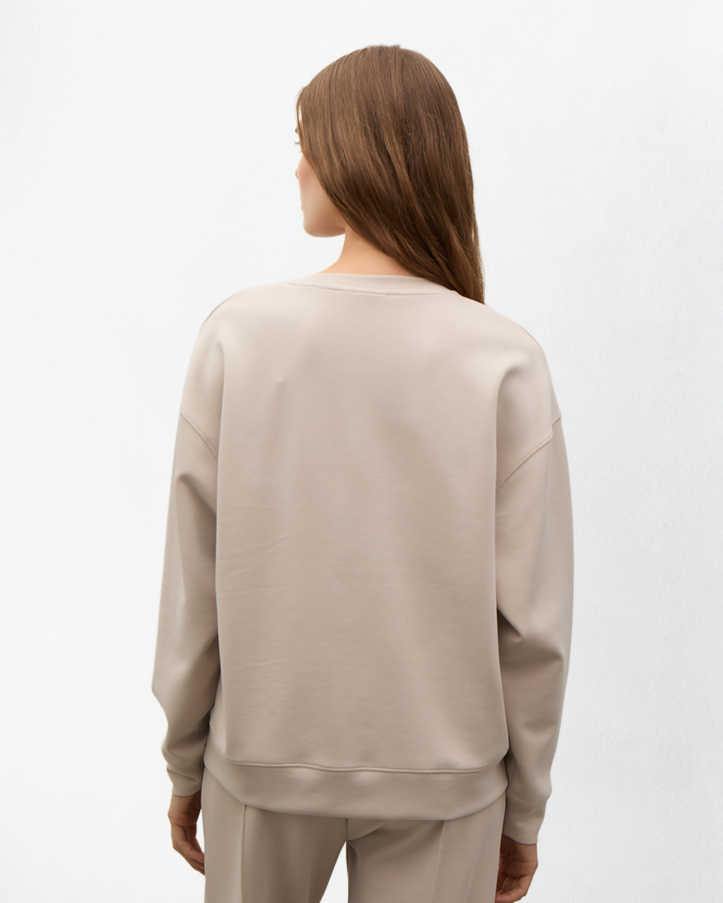 High Yumuşak Tuşeli Rahat Kesimli Sweatshirt - Bej