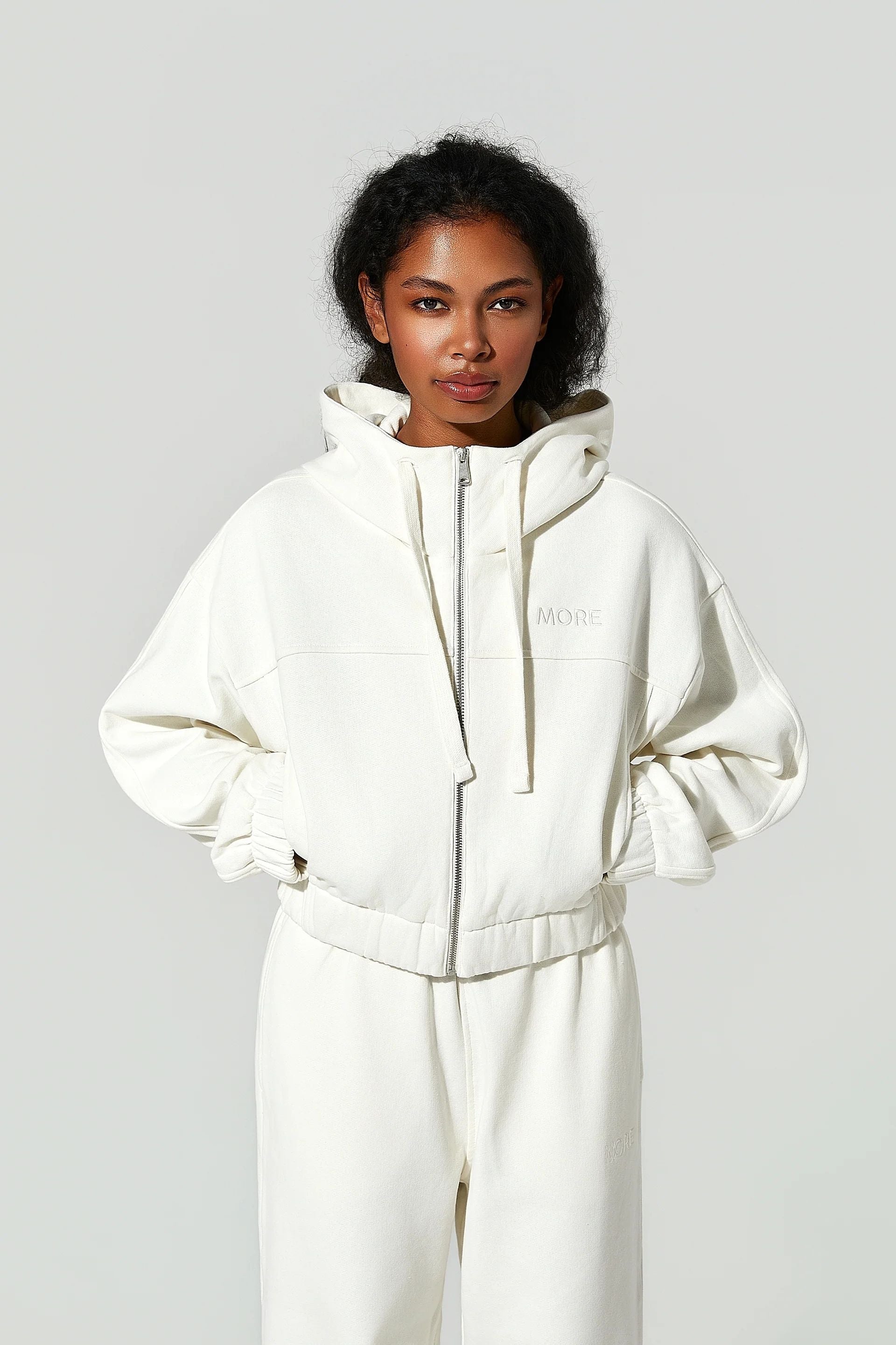 Fall Düz Paça Çıtçıt Detaylı Jogger - Ecru