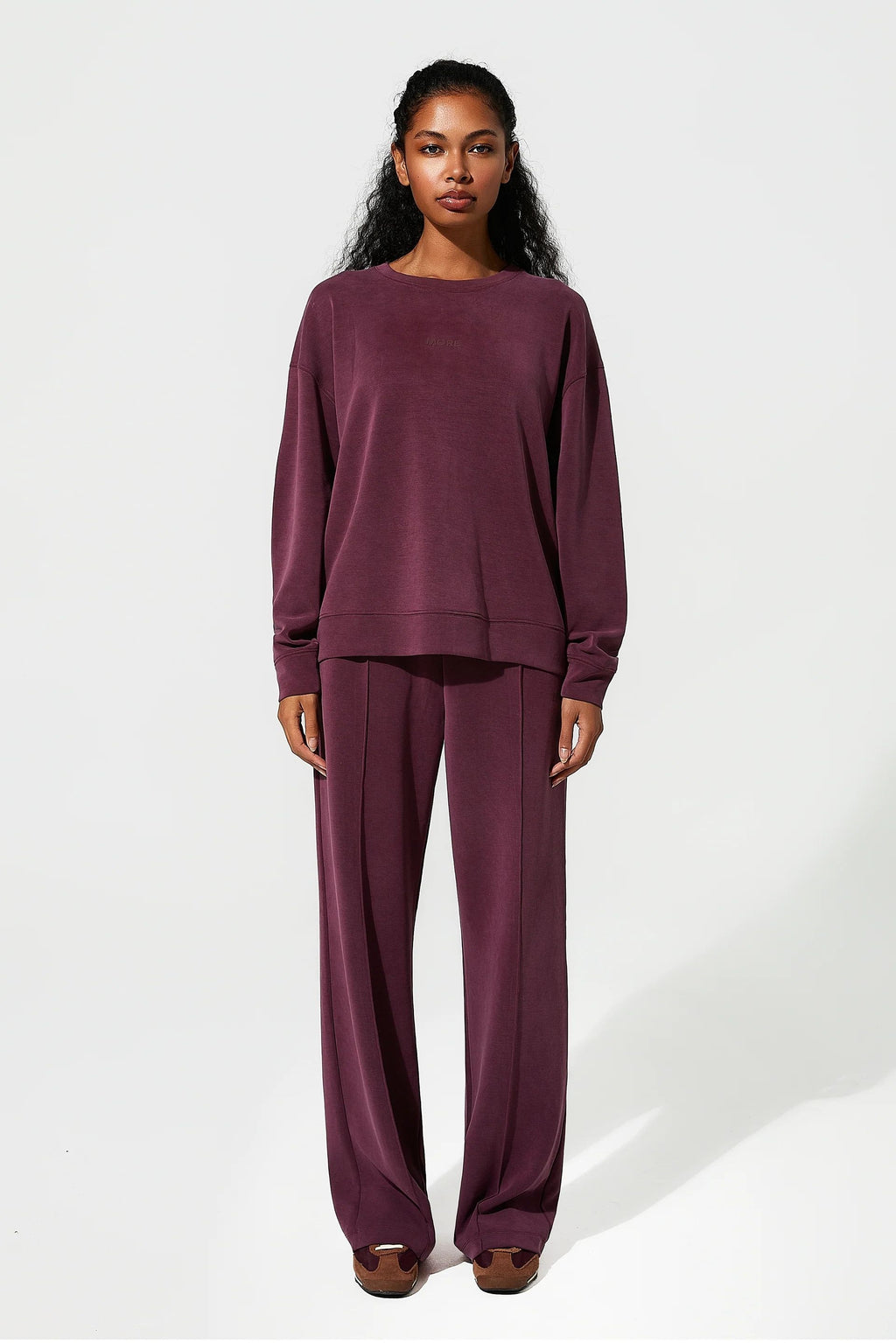High Yumuşak Tuşeli Rahat Kesimli Sweatshirt - Bordo