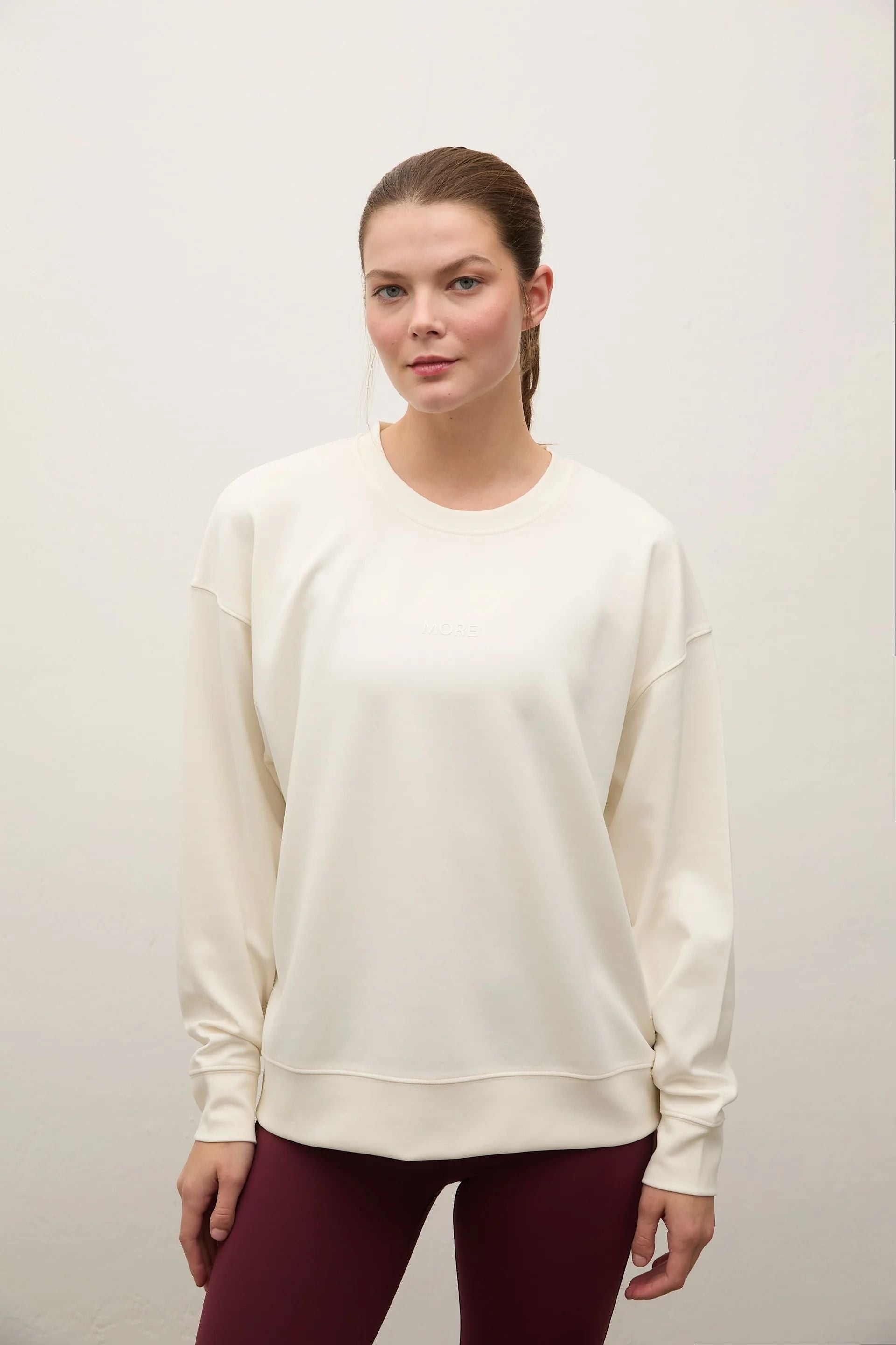 High Yumuşak Tuşeli Rahat Kesimli Sweatshirt - Ecru