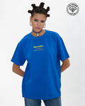 Label Oversize Grafik Baskılı T-Shirt - Mavi