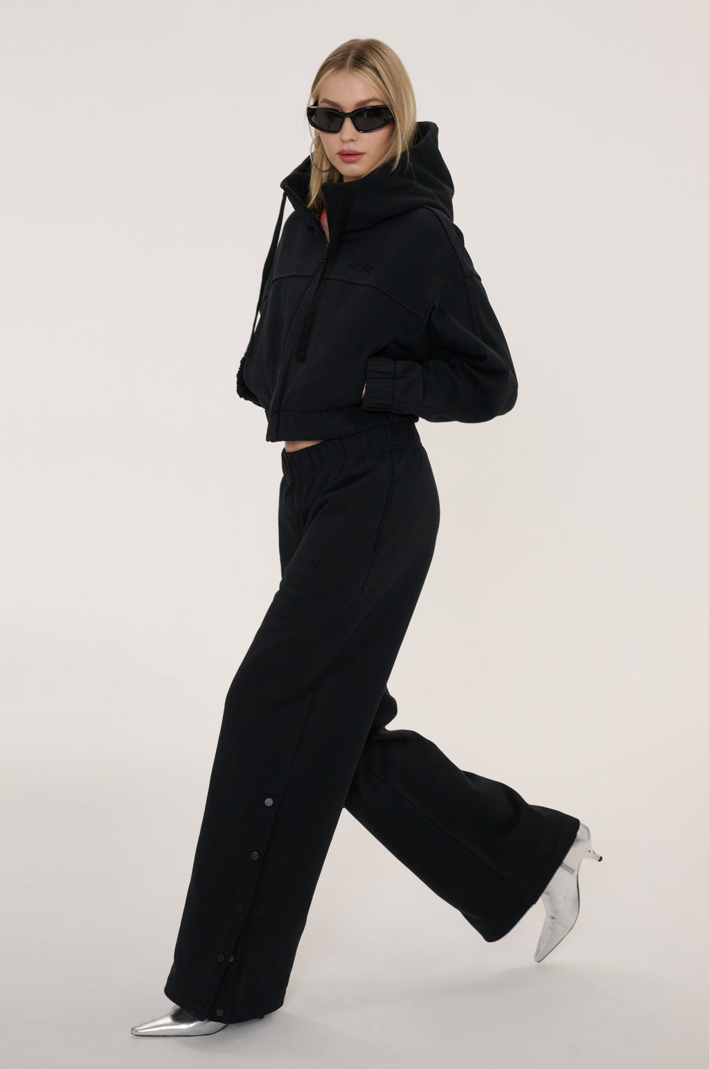 Fall Düz Paça Çıtçıt Detaylı Jogger - Siyah