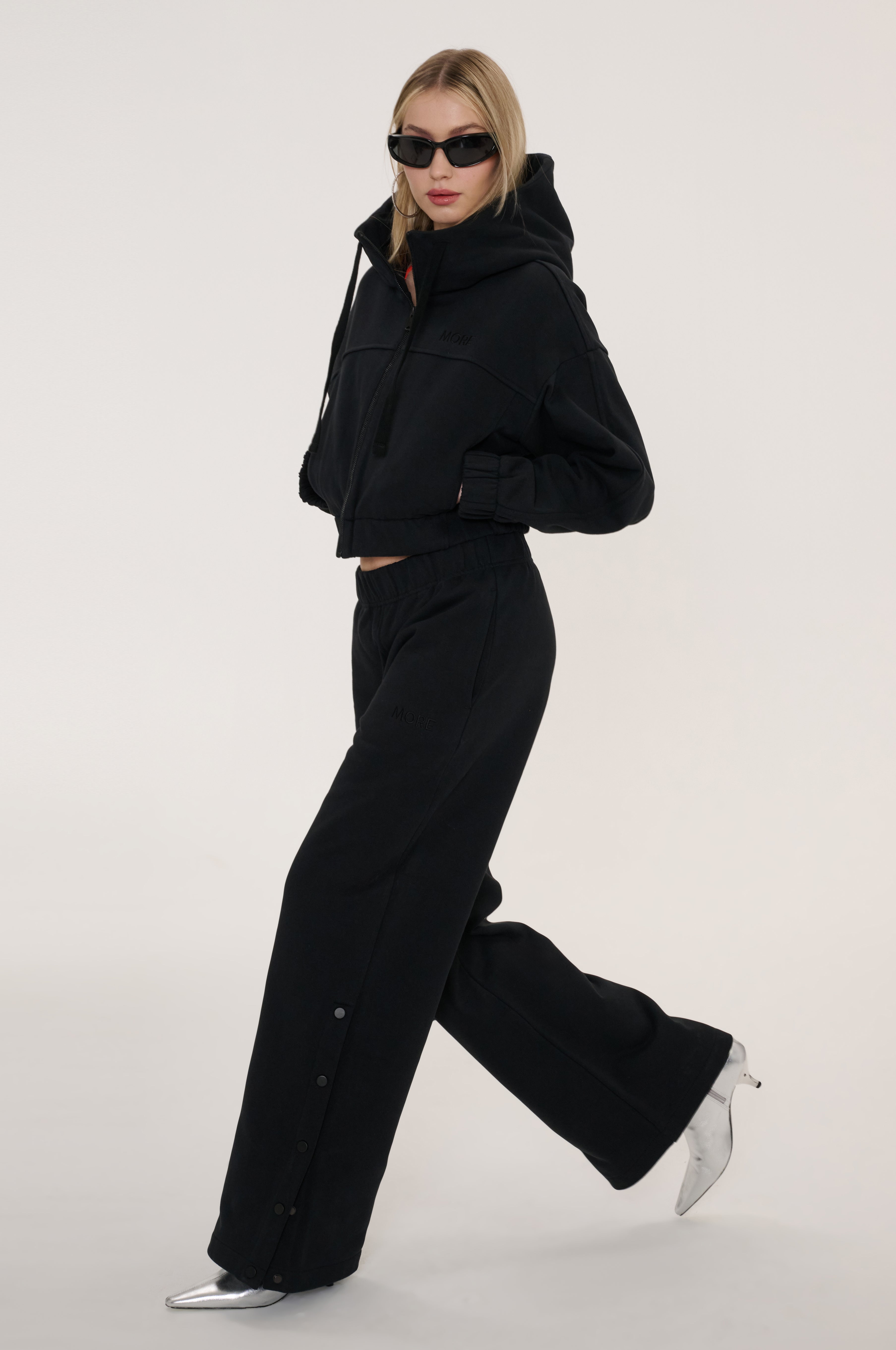 Fall Düz Paça Çıtçıt Detaylı Jogger - Siyah
