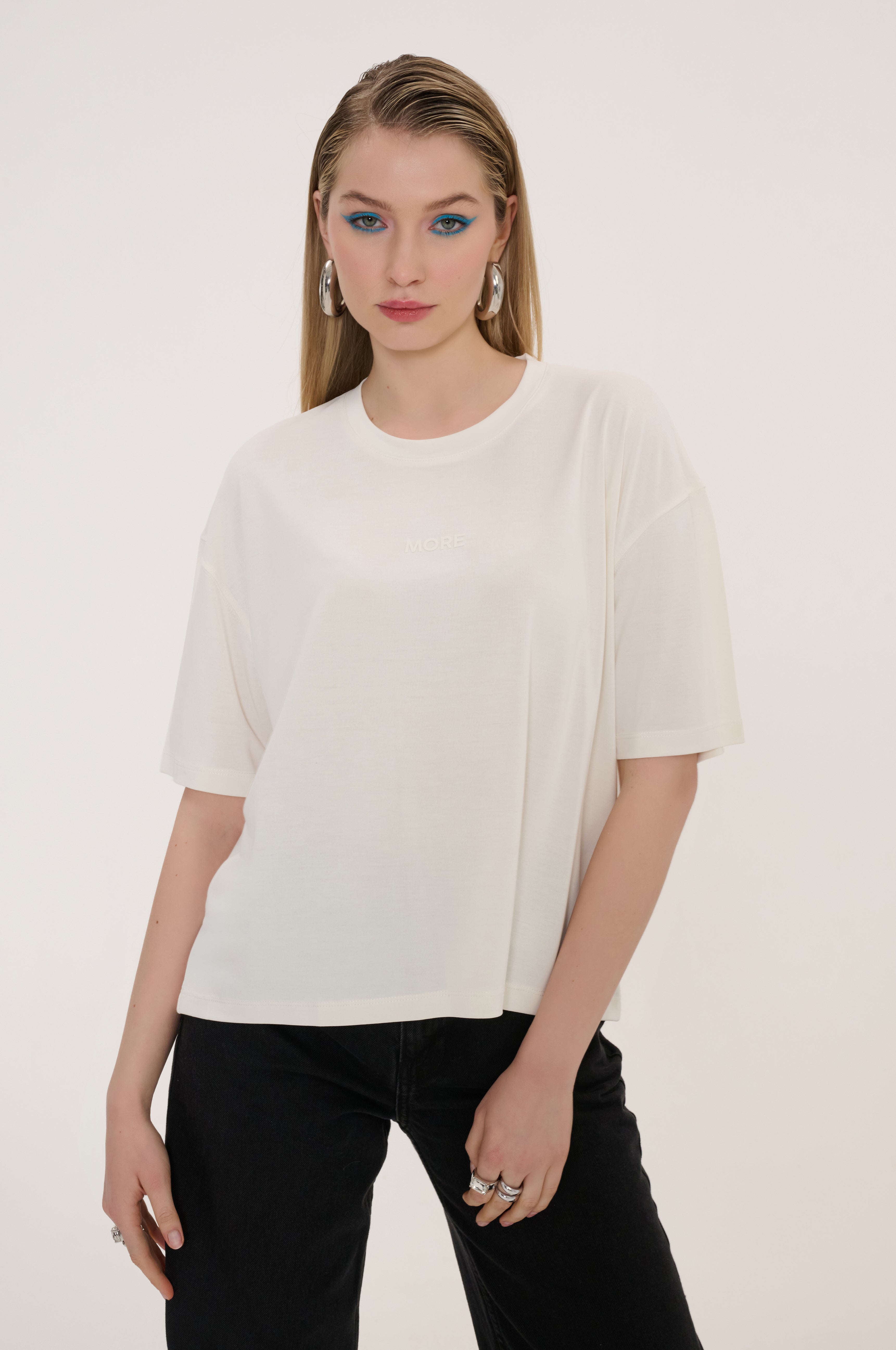 Voyage Yumuşak Dokulu T-Shirt - Beyaz