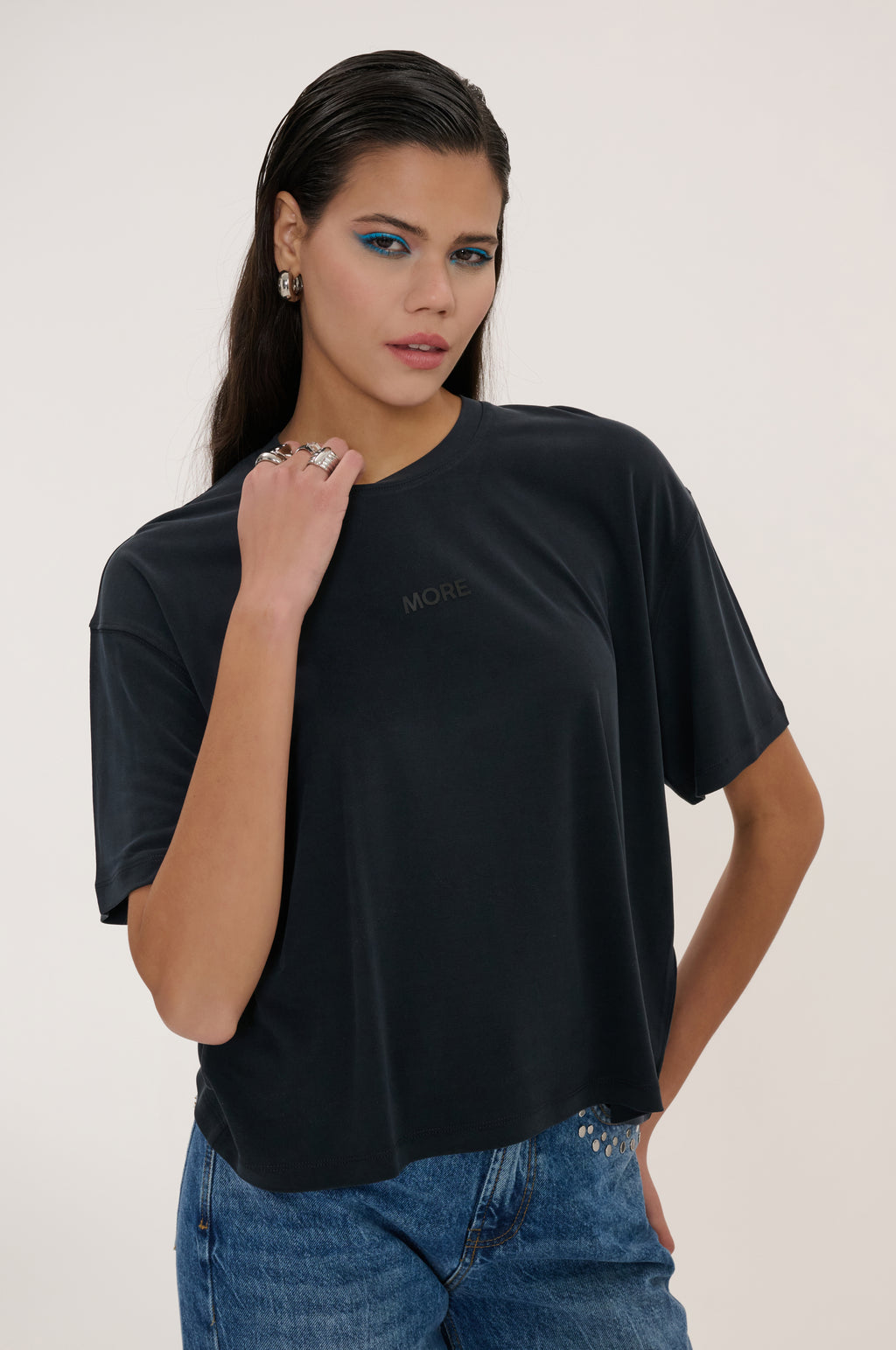 Voyage Yumuşak Dokulu T-Shirt - Siyah