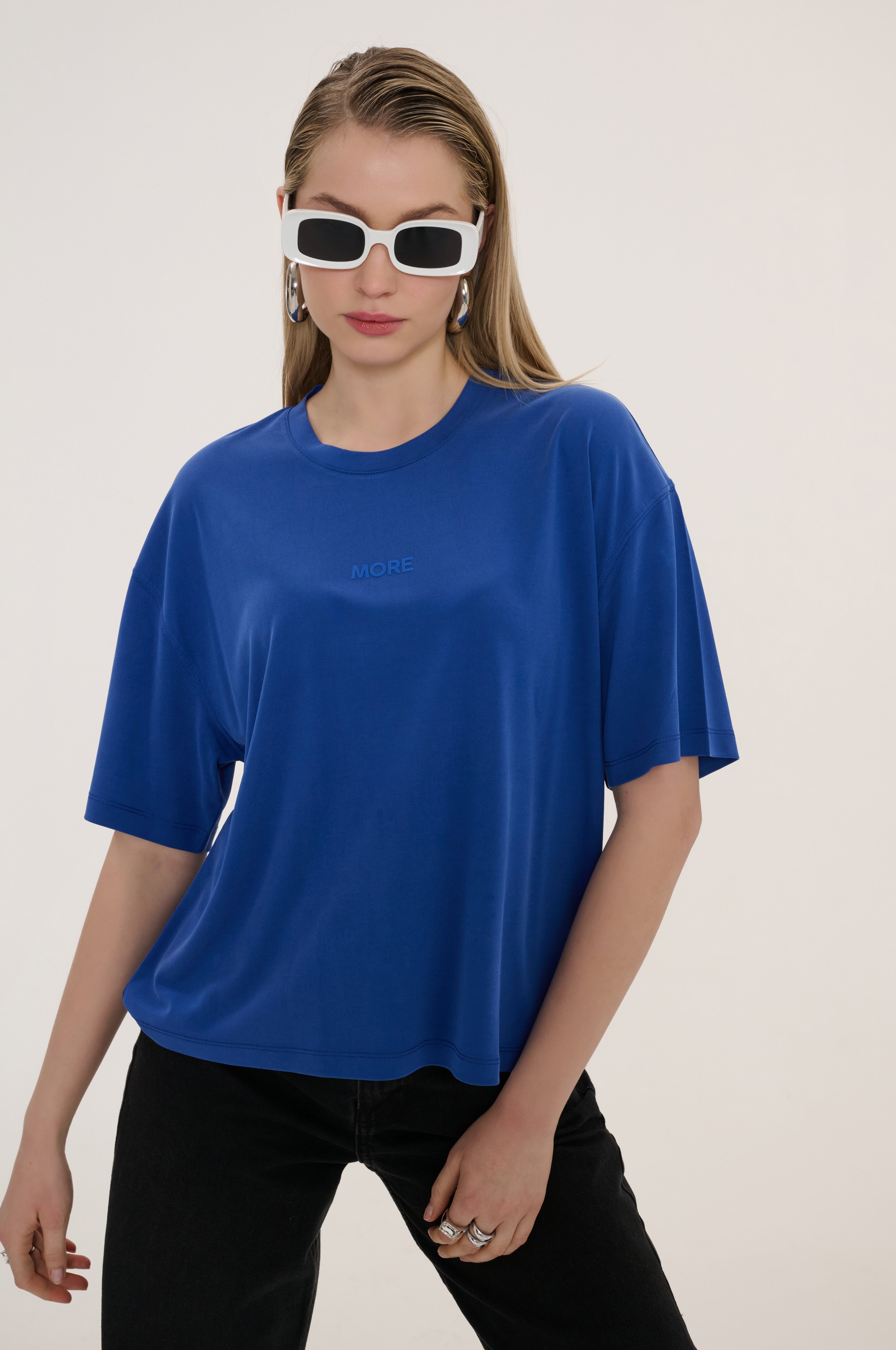 Voyage Yumuşak Dokulu T-Shirt - Mavi