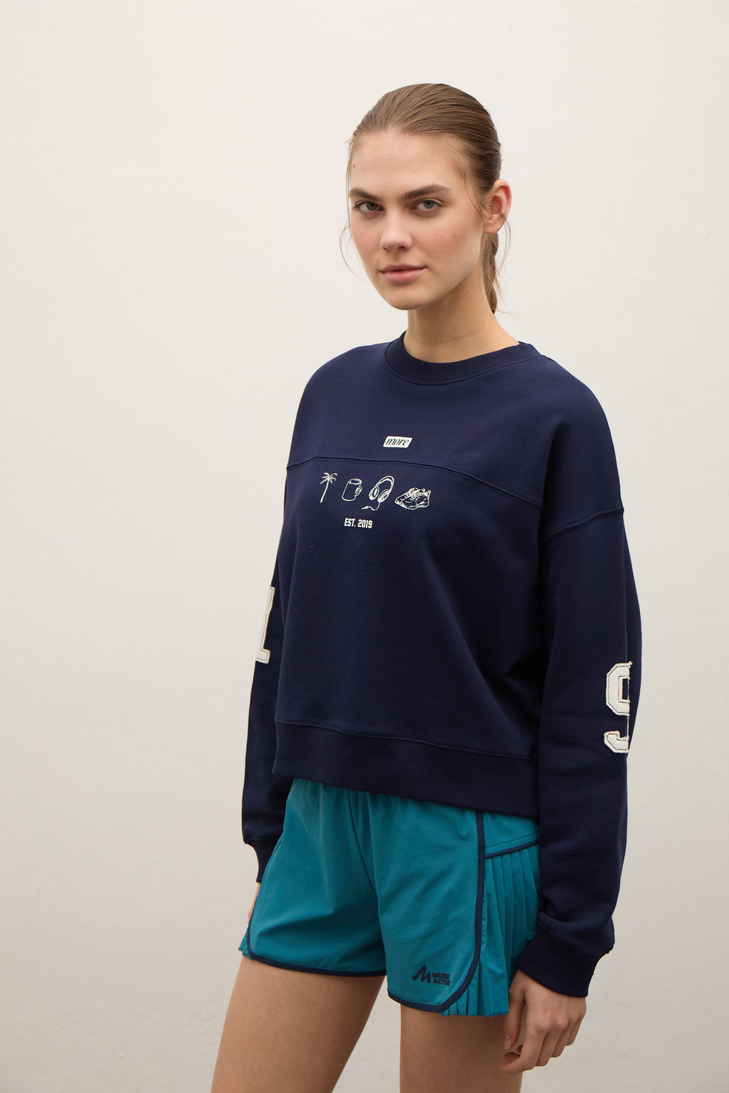 Hereford 3 İplik Şardonsuz Sweatshirt - Lacivert