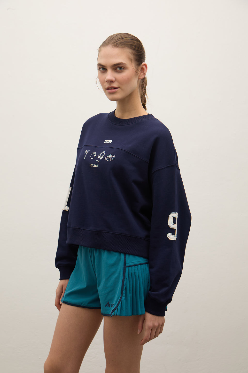 Hereford 3 İplik Şardonsuz Sweatshirt - Lacivert