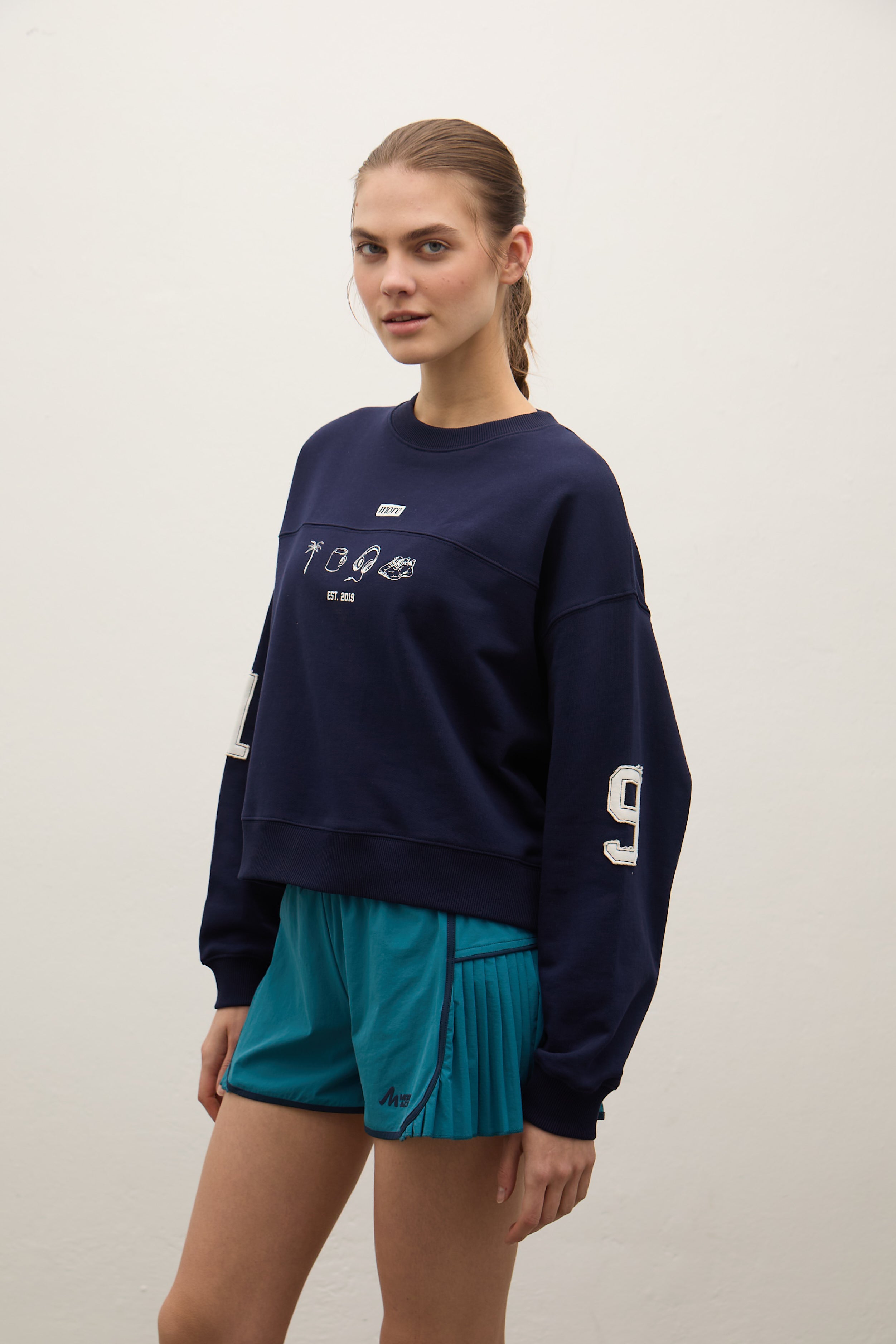 Hereford 3 İplik Şardonsuz Sweatshirt - Lacivert