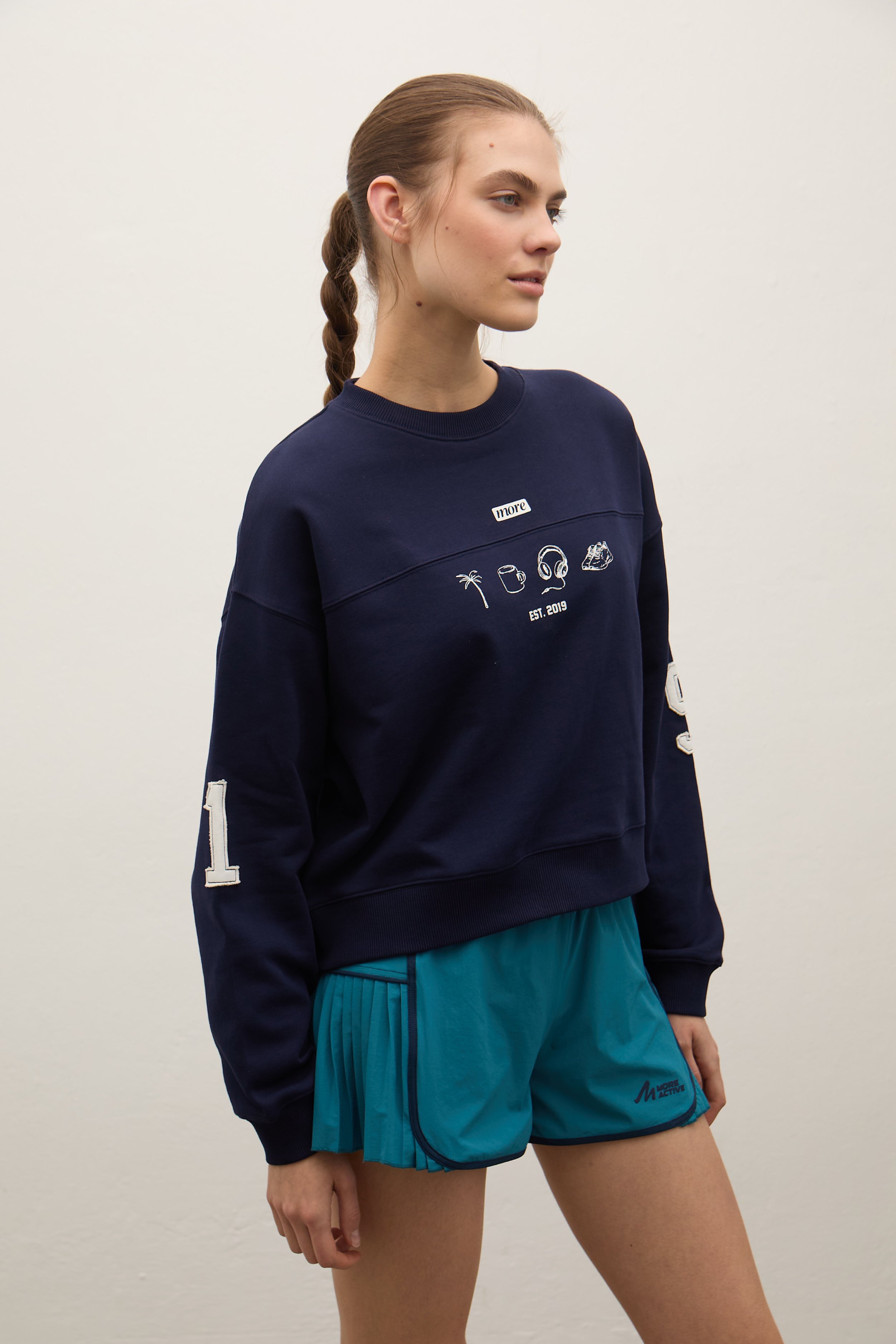 Hereford 3 İplik Şardonsuz Sweatshirt - Lacivert