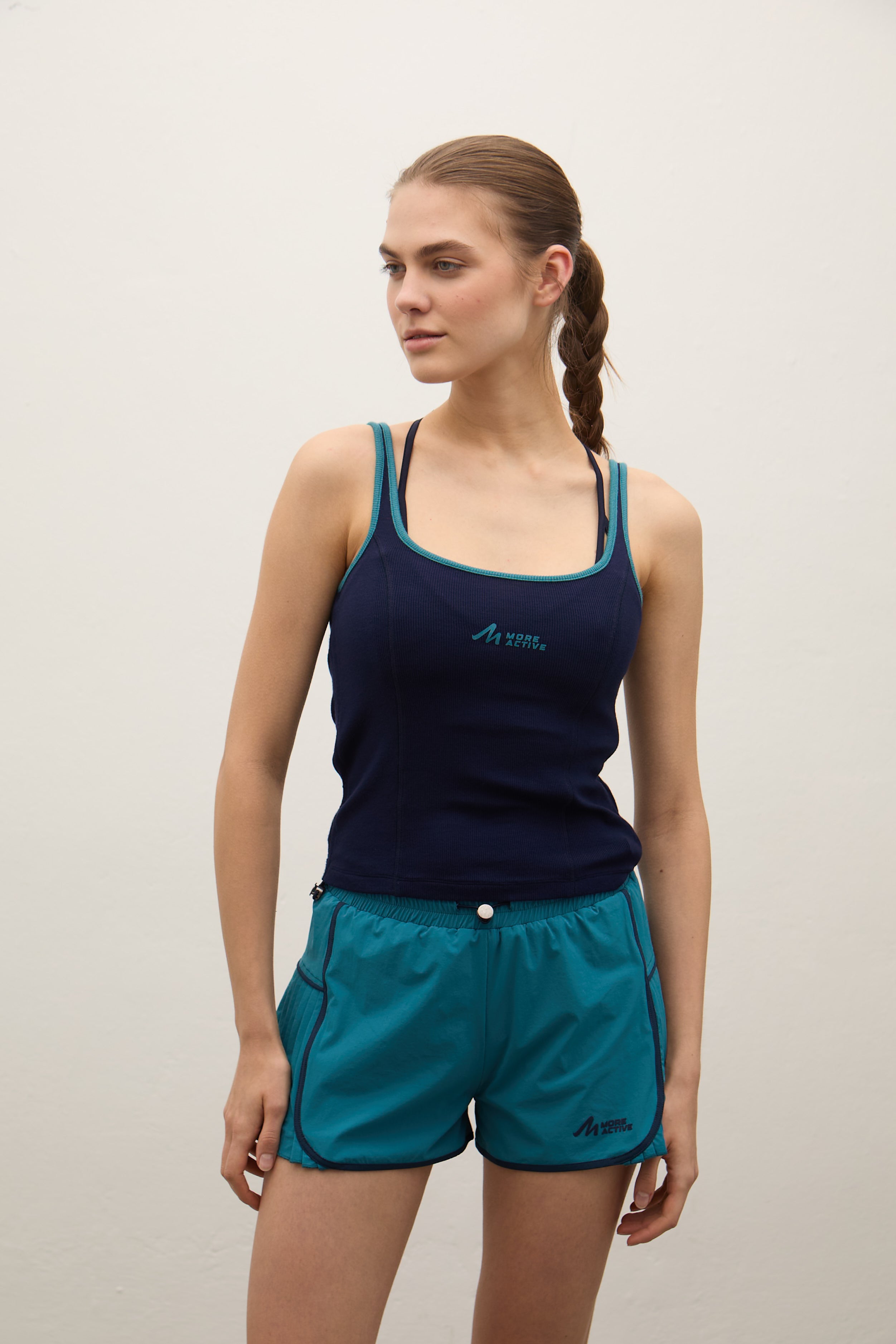 Brighton Yan Detaylı Fitilli Tank Top - Koyu Lacivert