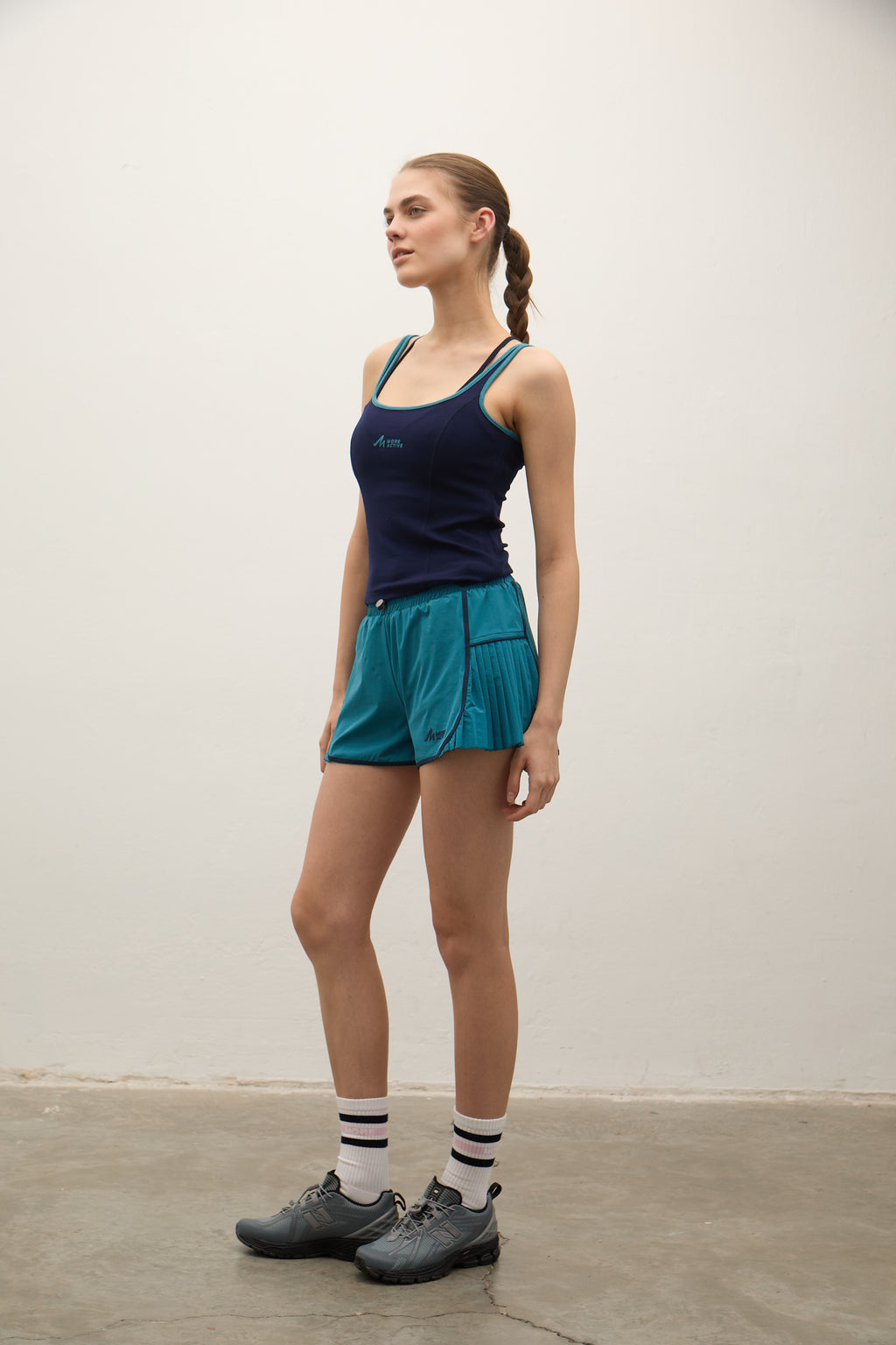 Brighton Yan Detaylı Fitilli Tank Top - Koyu Lacivert