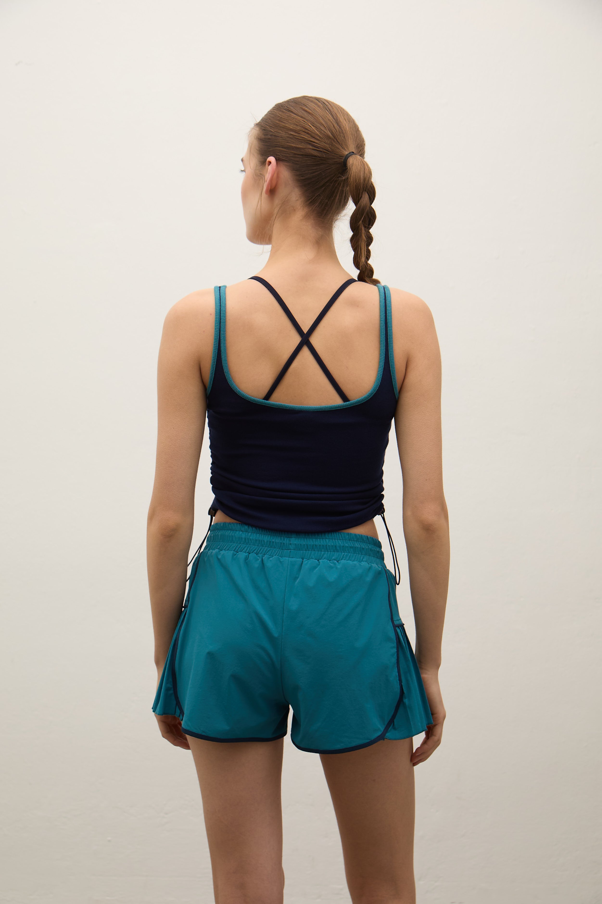 Brighton Yan Detaylı Fitilli Tank Top - Koyu Lacivert