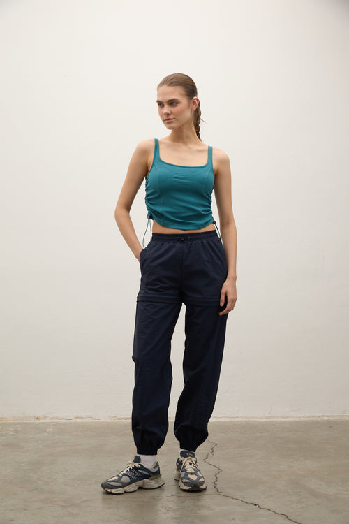 Brighton Yan Detaylı Fitilli Tank Top - Petrol Mavisi