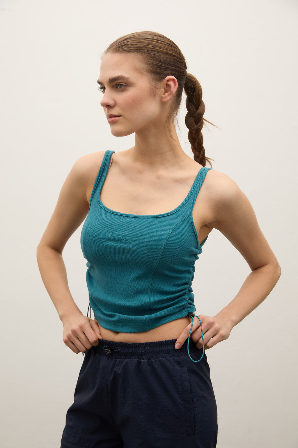 Brighton Yan Detaylı Fitilli Tank Top - Petrol Mavisi