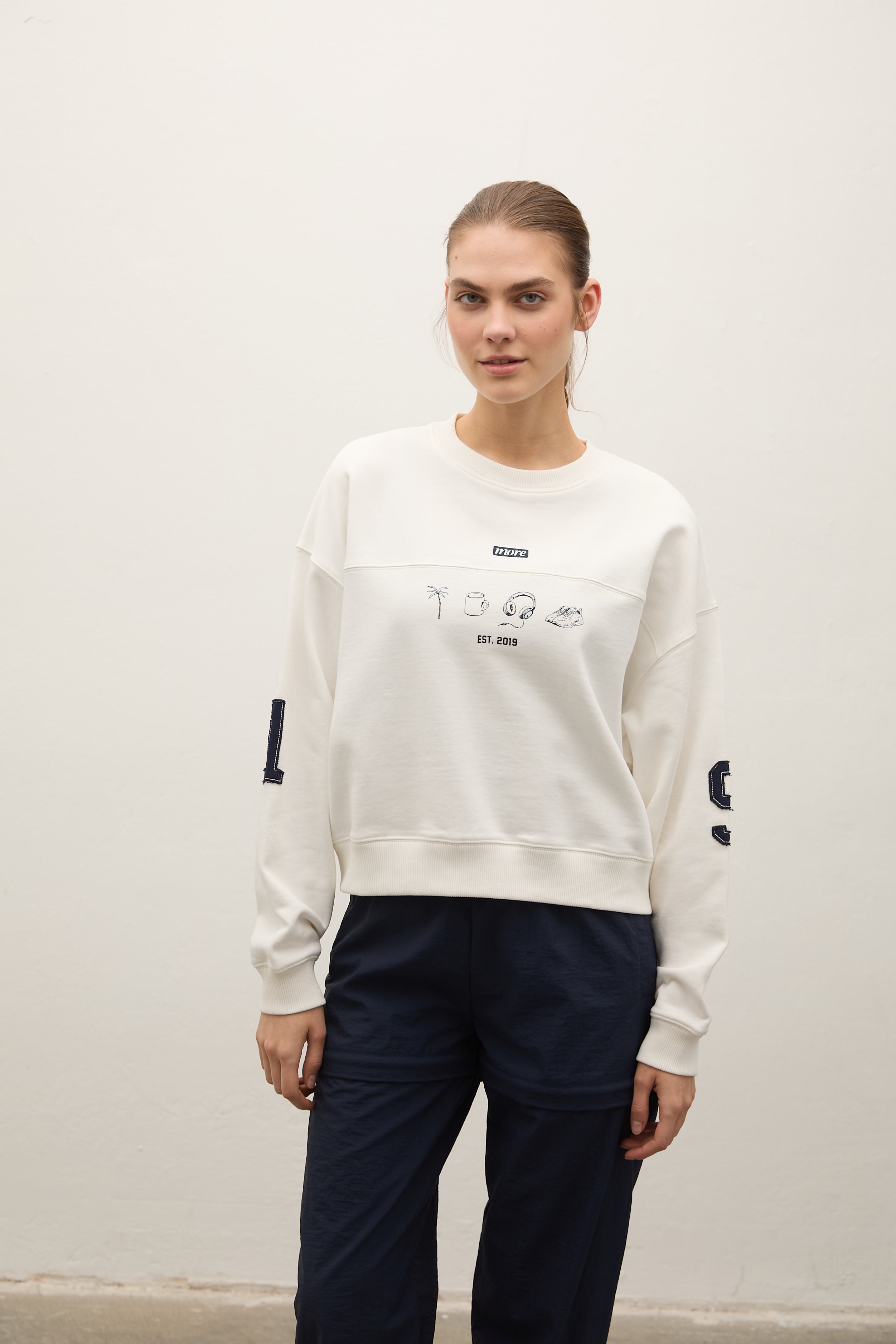Hereford 3 İplik Şardonsuz Sweatshirt - Ecru