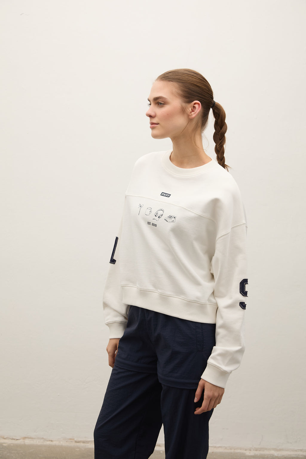 Hereford 3 İplik Şardonsuz Sweatshirt - Ecru