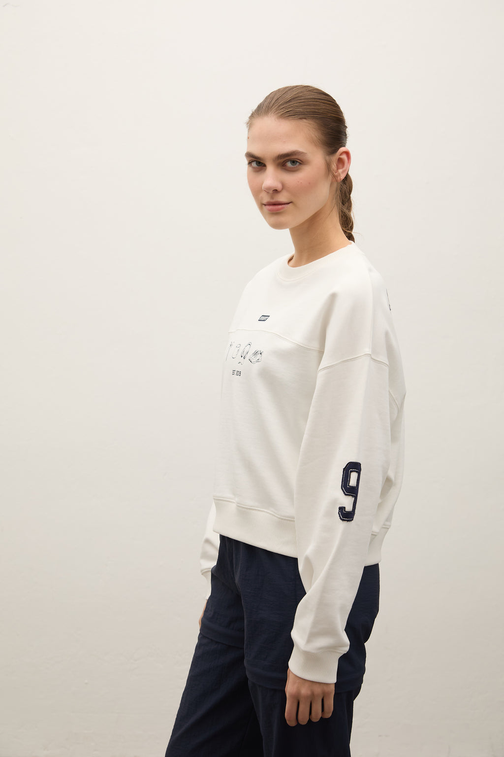 Hereford 3 İplik Şardonsuz Sweatshirt - Ecru