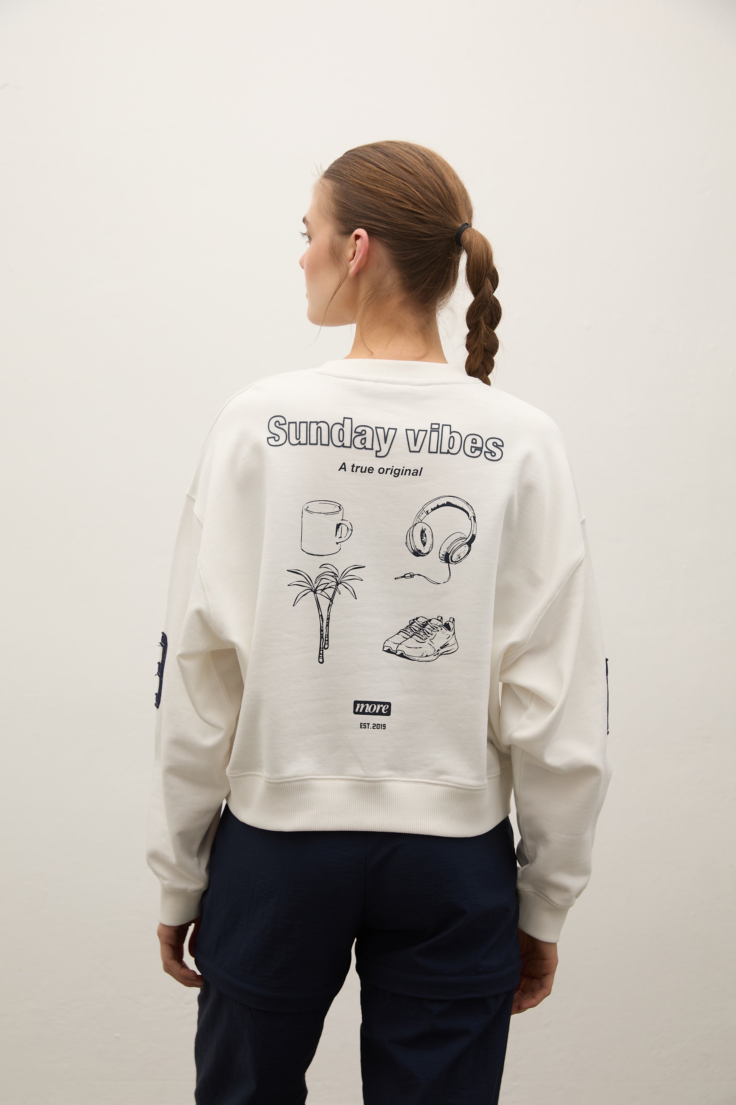 Hereford 3 İplik Şardonsuz Sweatshirt - Ecru