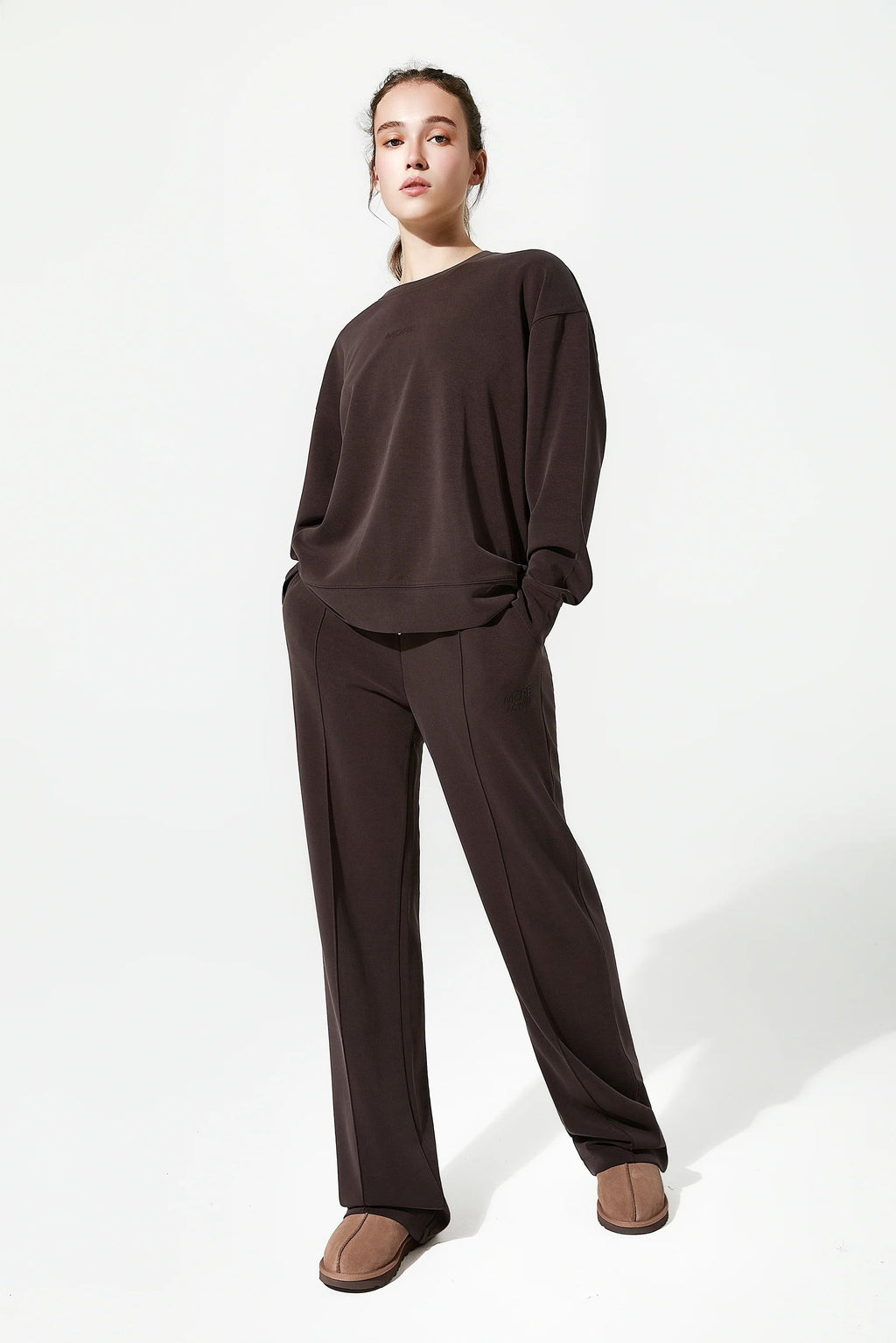 Zen Yumuşak Tuşeli Rahat Kesim Pantolon - Kahverengi